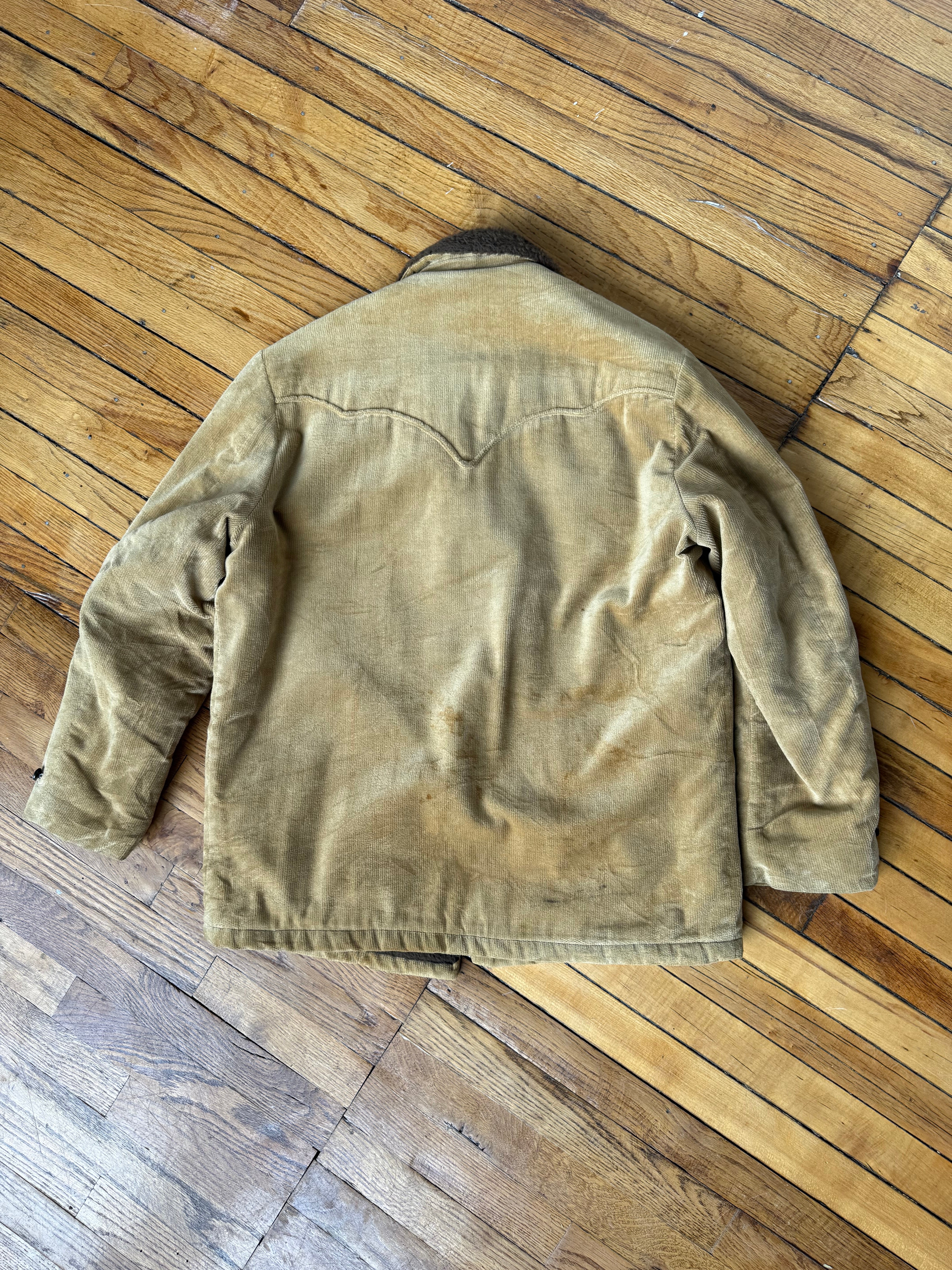 1960'S BEIGE CORDUROY SHERPA LINED L/XL