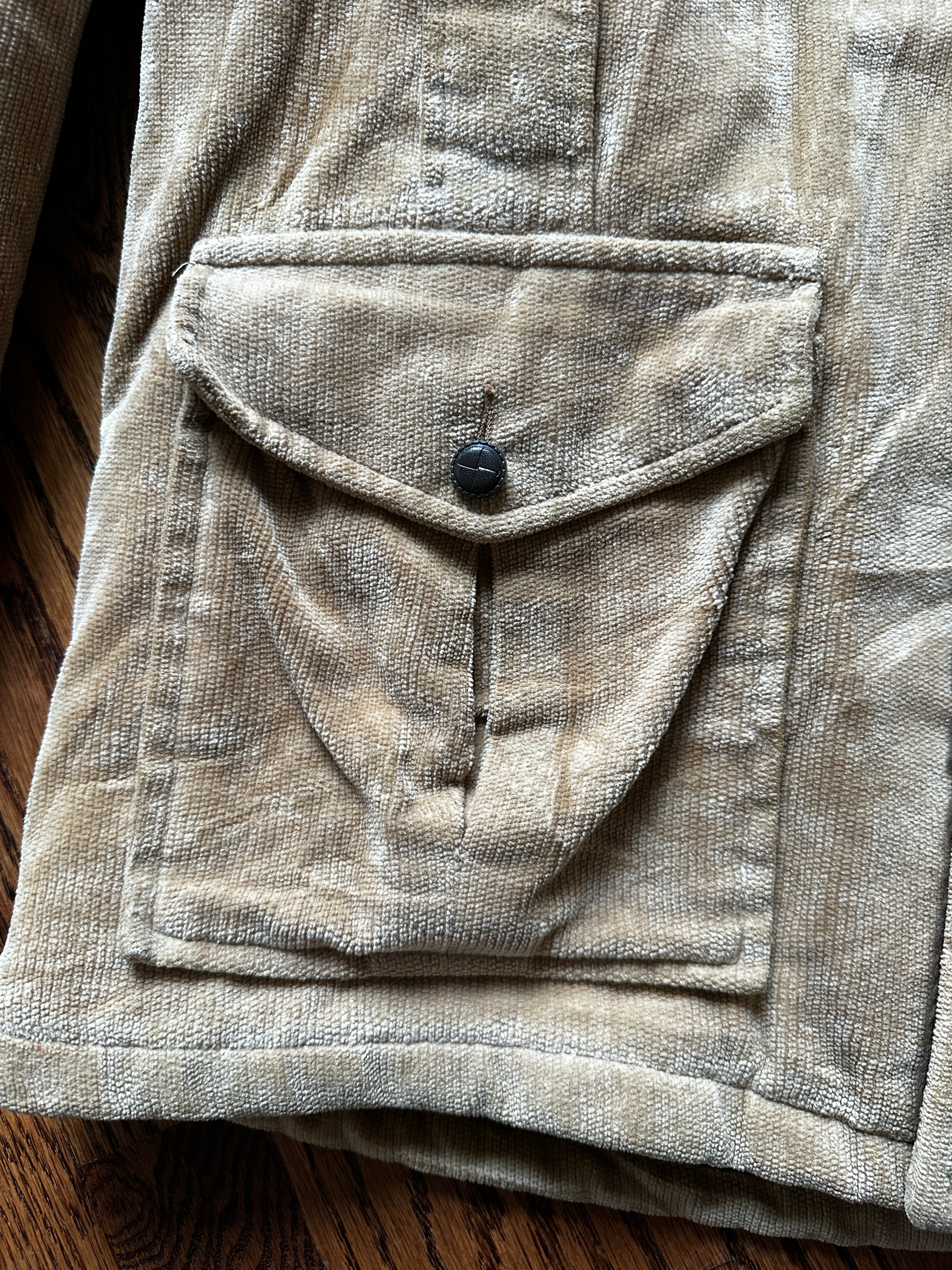 1960'S BEIGE CORDUROY SHERPA LINED L/XL