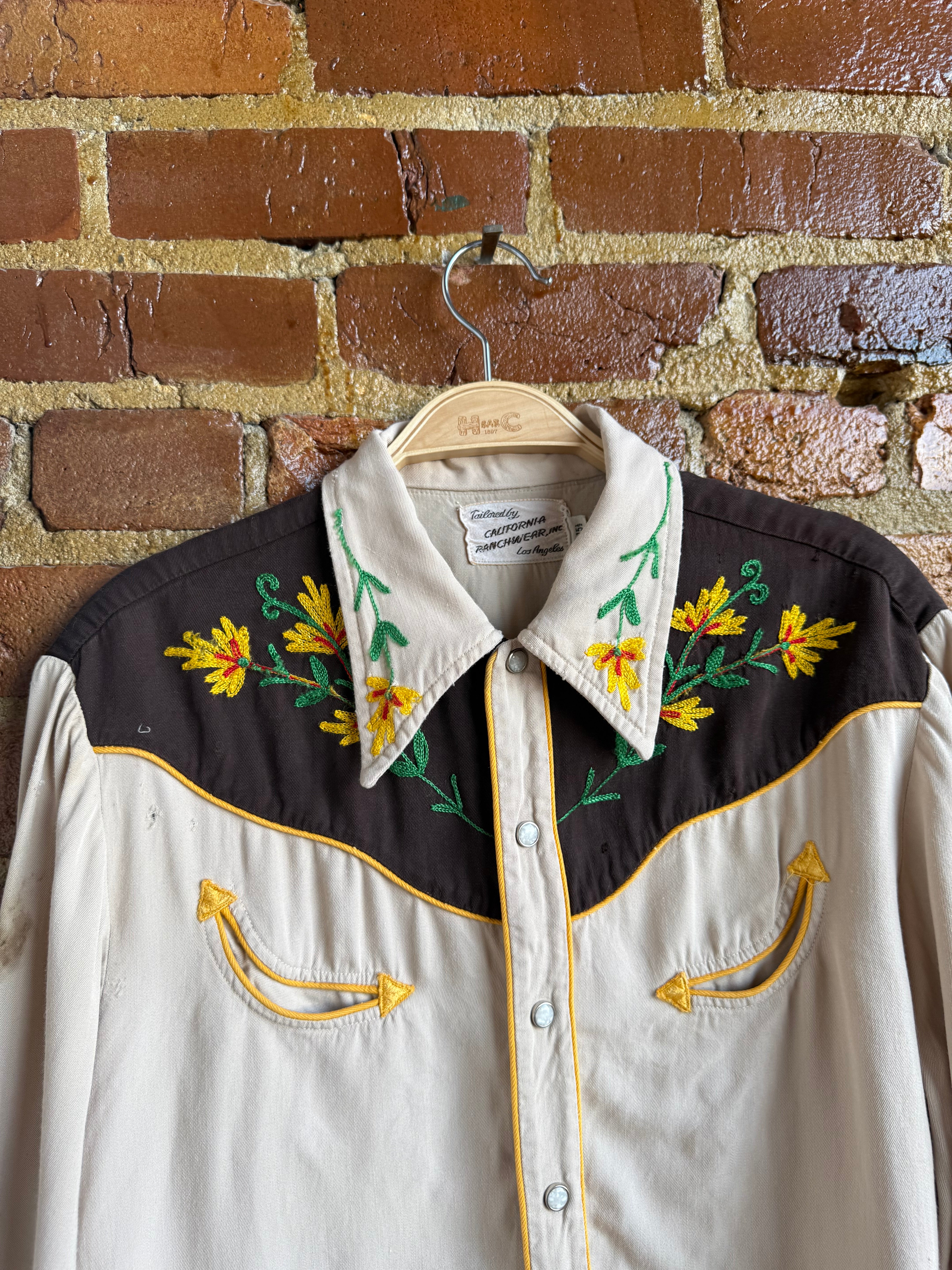 Archive 1940's Women’s Yellow Floral Vintage Shirt