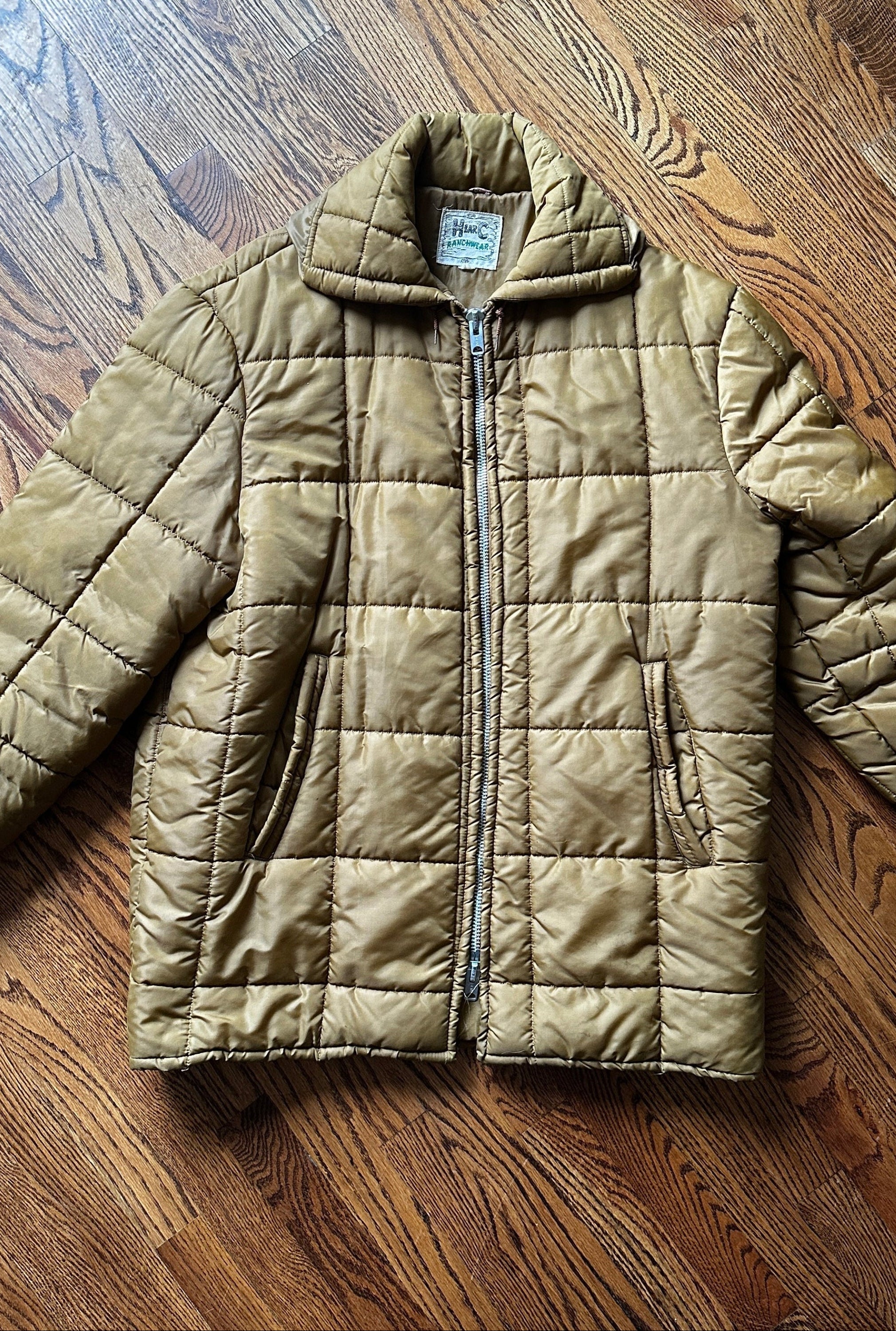 1960'S OLIVE WESTERN POLAR QUILT JACKET XL