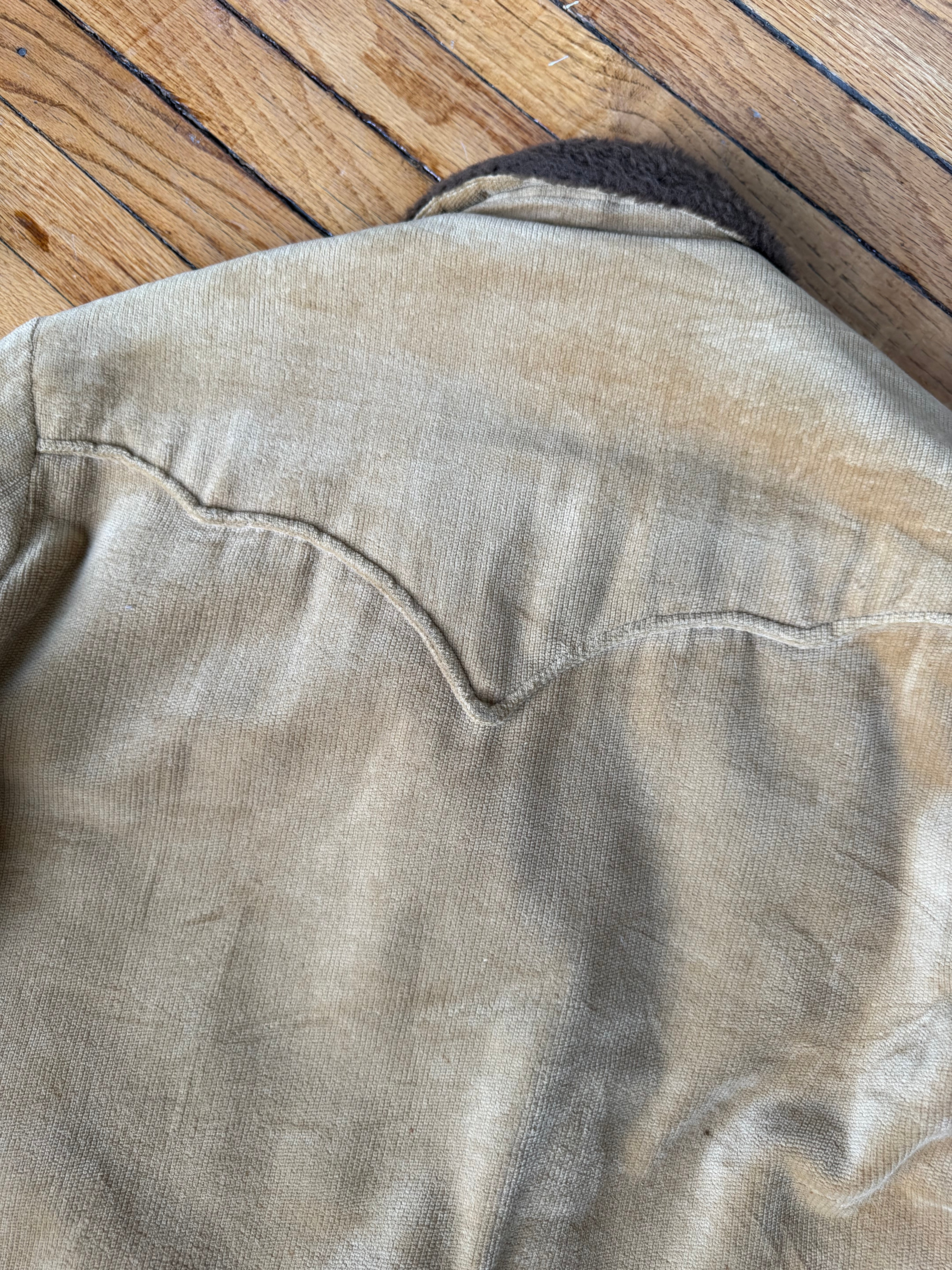 1960'S BEIGE CORDUROY SHERPA LINED L/XL