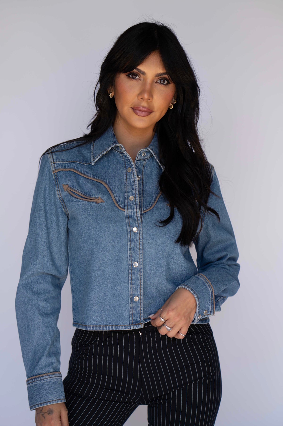 Rustler X H Bar C Denim Cropped Shirt