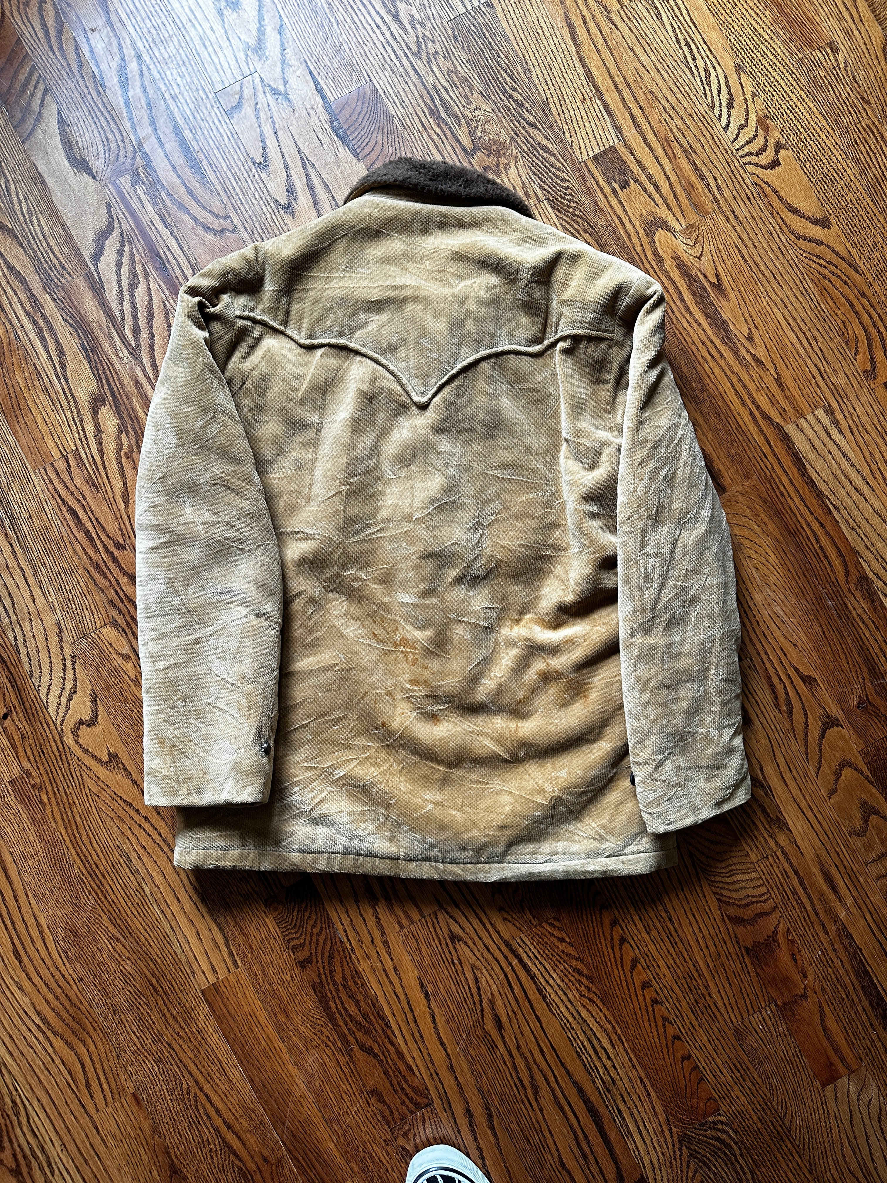1960'S BEIGE CORDUROY SHERPA LINED L/XL