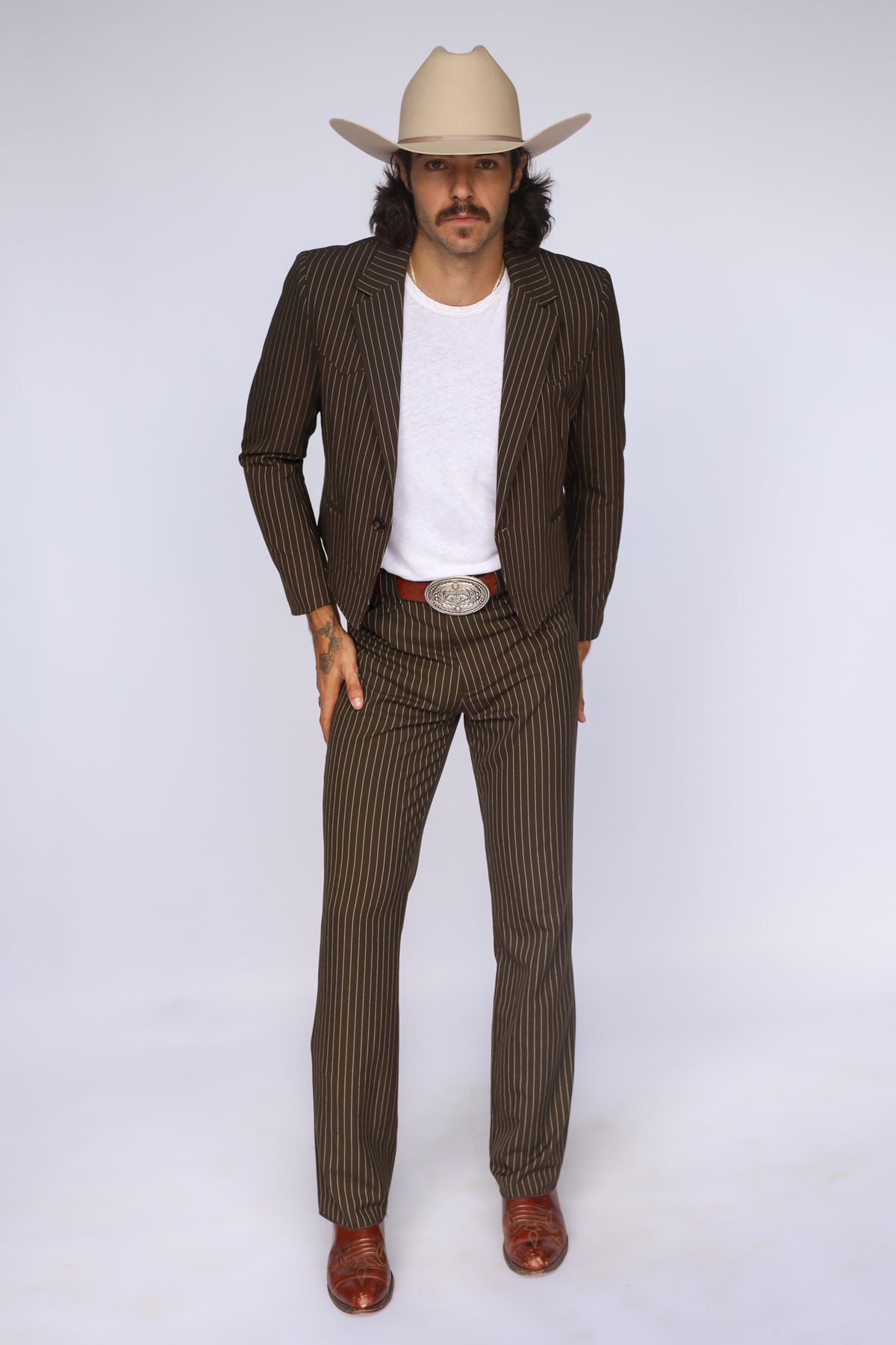 Bakersfield Jacket Brown Pin Stripe