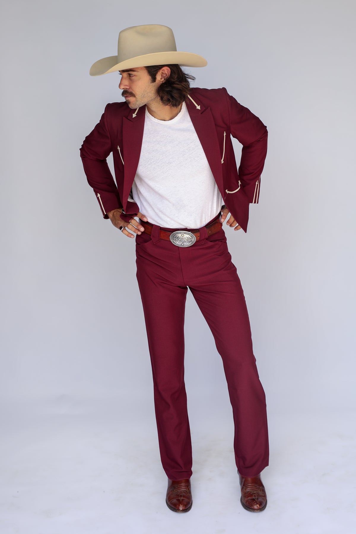 Calamity Unisex Western Pants Maroon