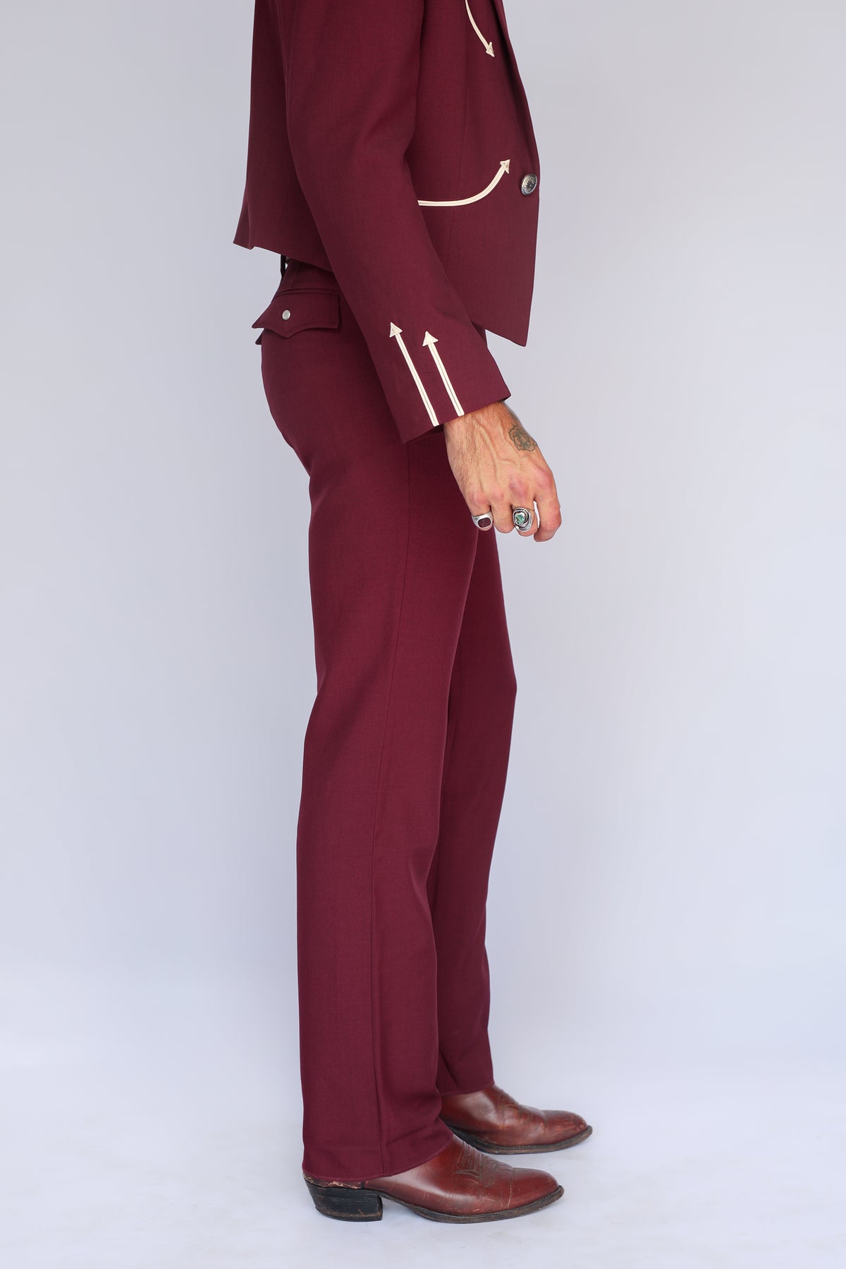 Calamity Unisex Western Pants Maroon