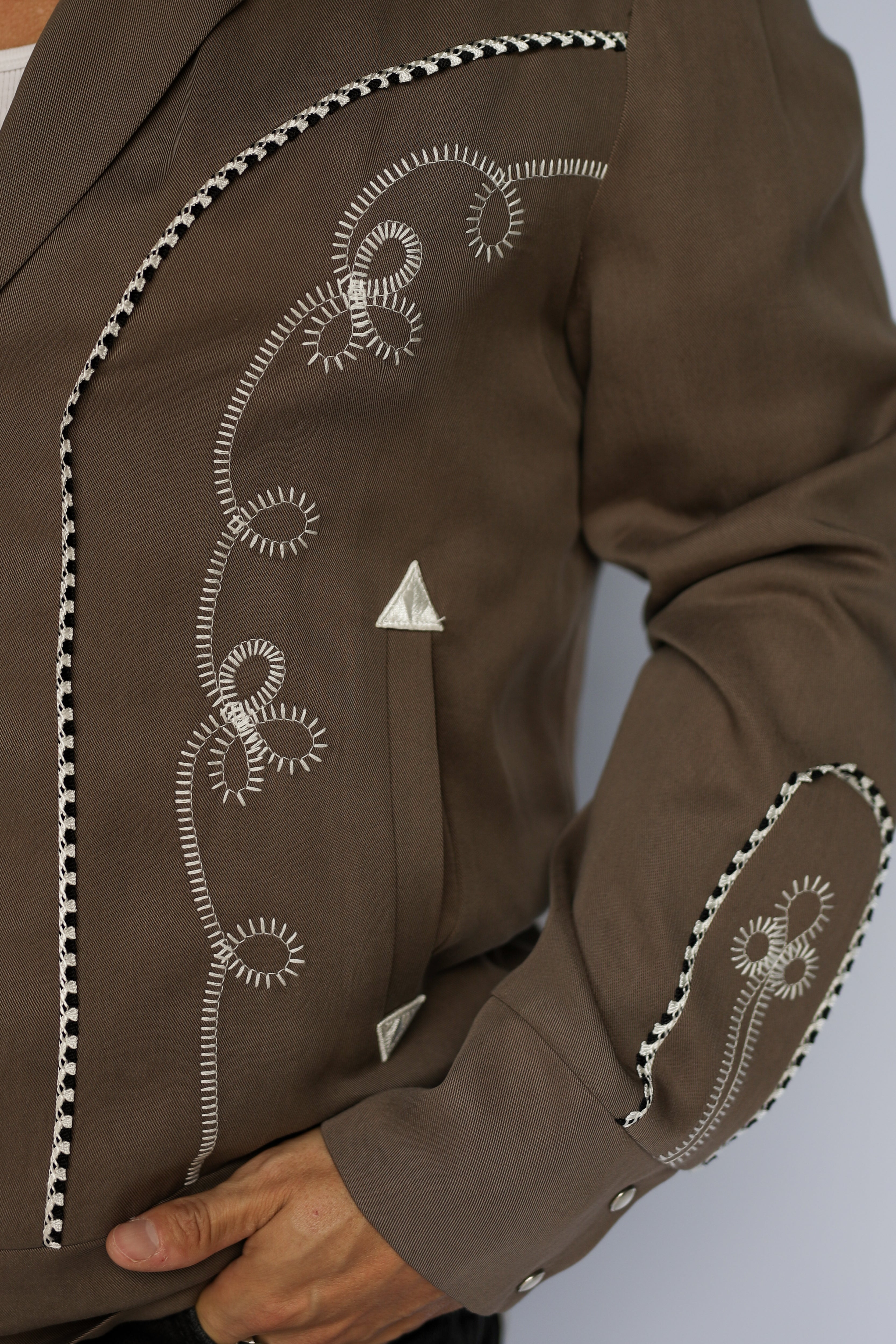 Bolero Men's Jacket Cocoa and White