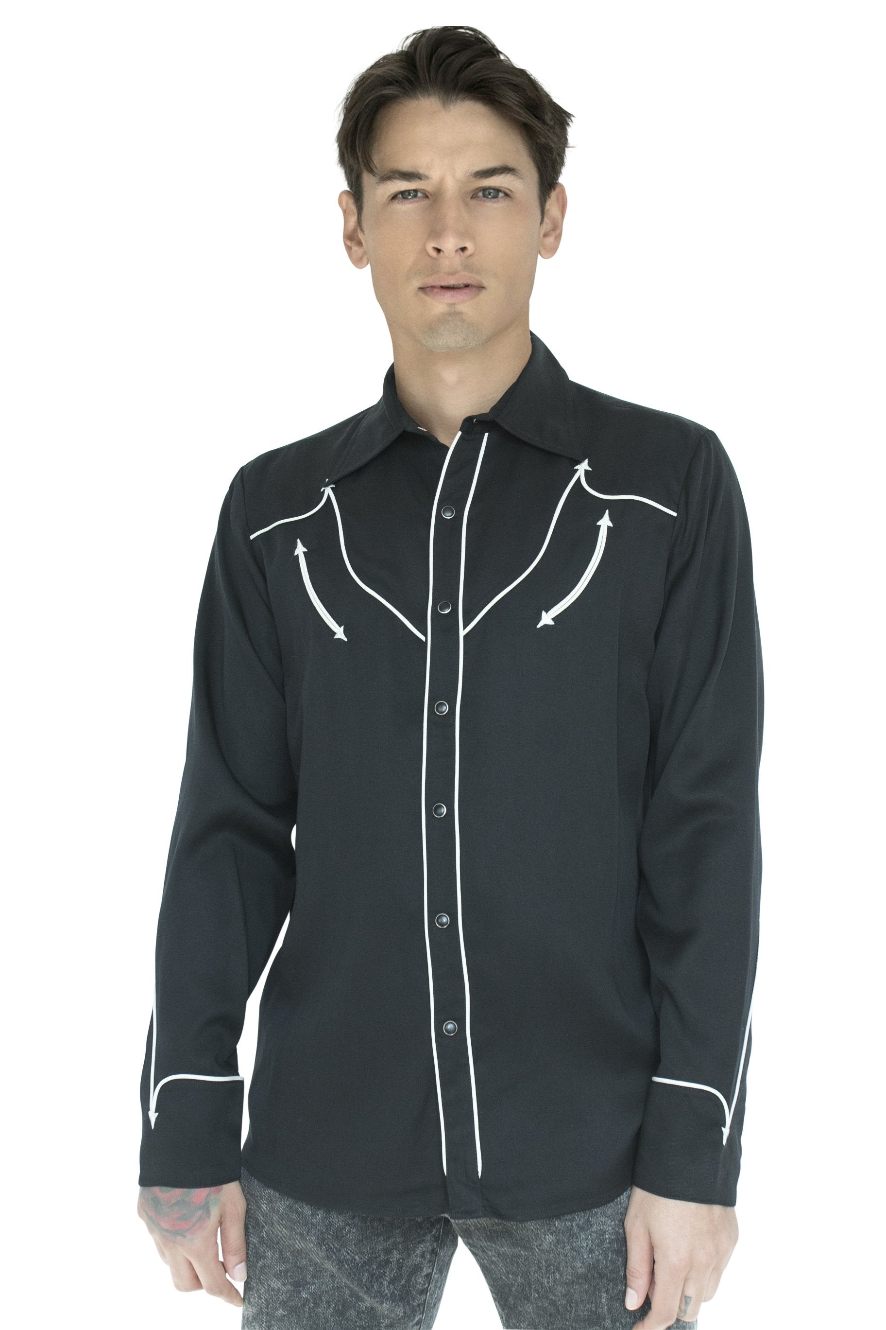 Reno Men's Shirt Black with Off White