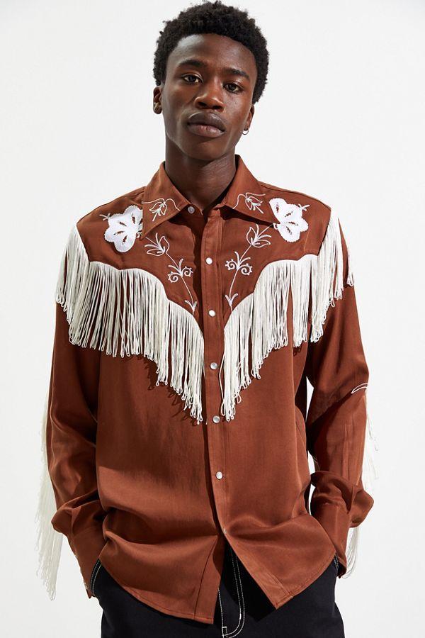 Taos Men's Western Shirt Brown - Barbie Movie Fringe Shirt Taos Men's Western Shirt Brown - Barbie Movie Fringe Shirt