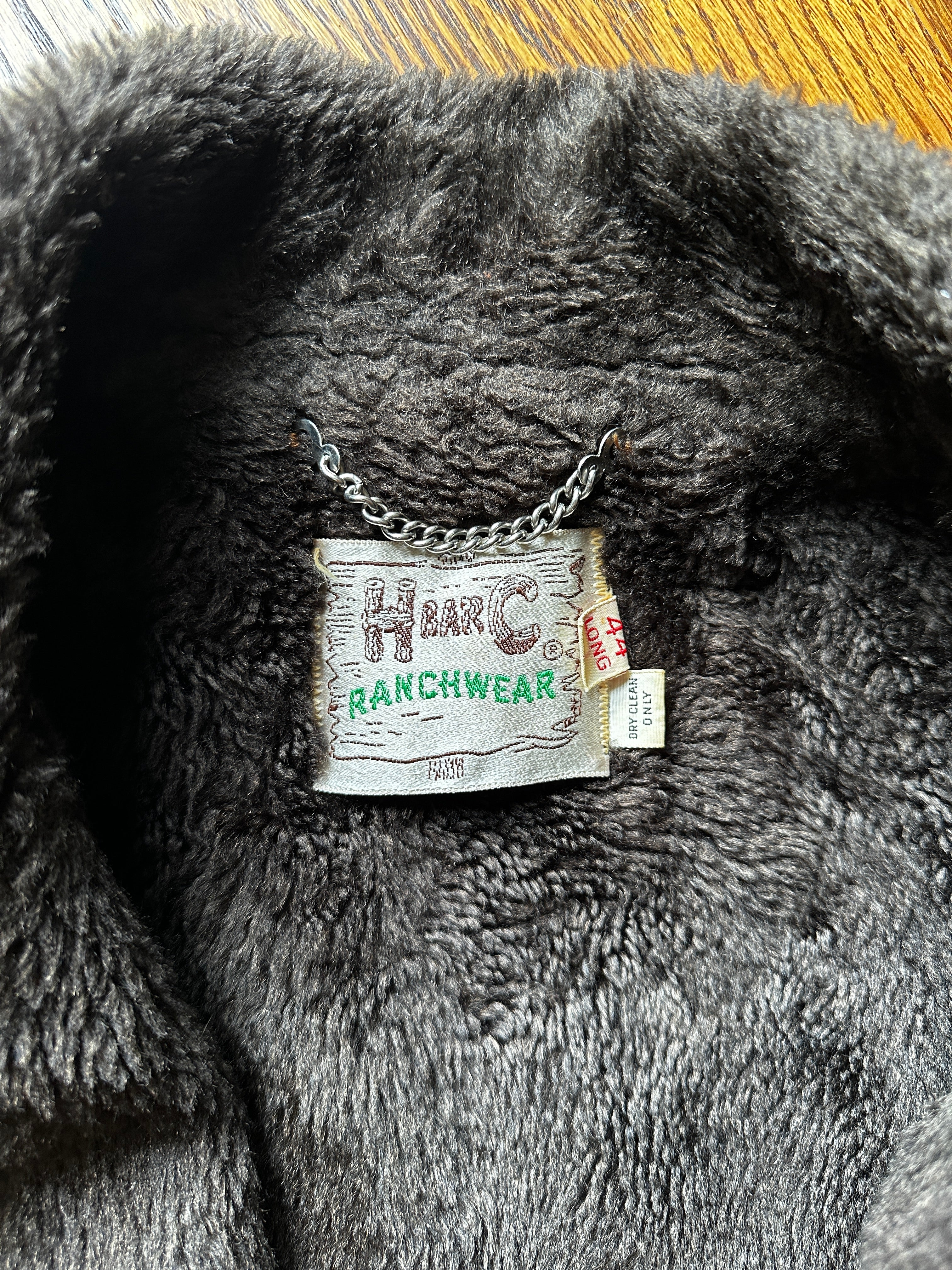 1960'S MENS LONG SHEARLING COLLAR OVER COAT L/XL