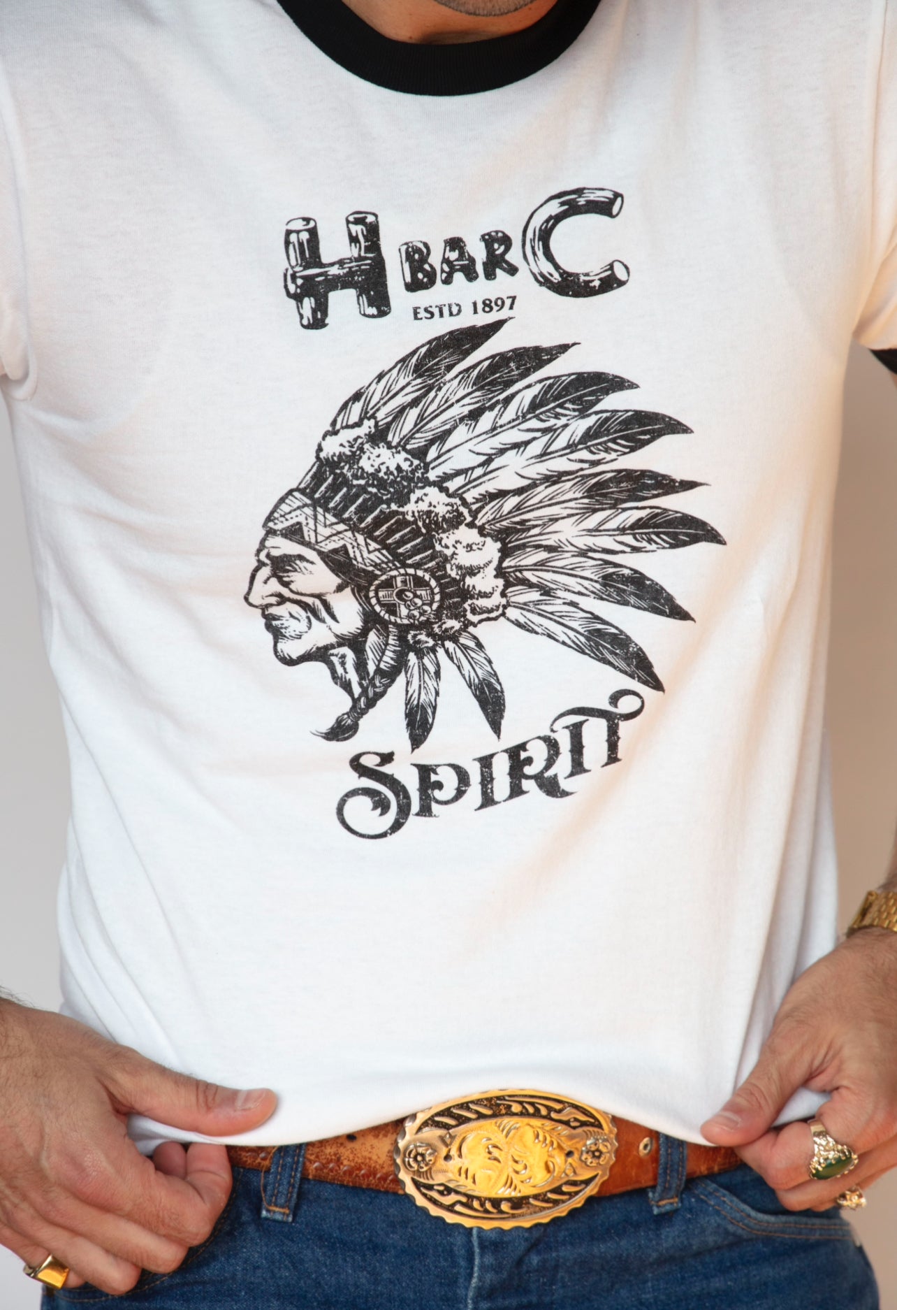 SPIRIT WHITE RINGER T SHIRT