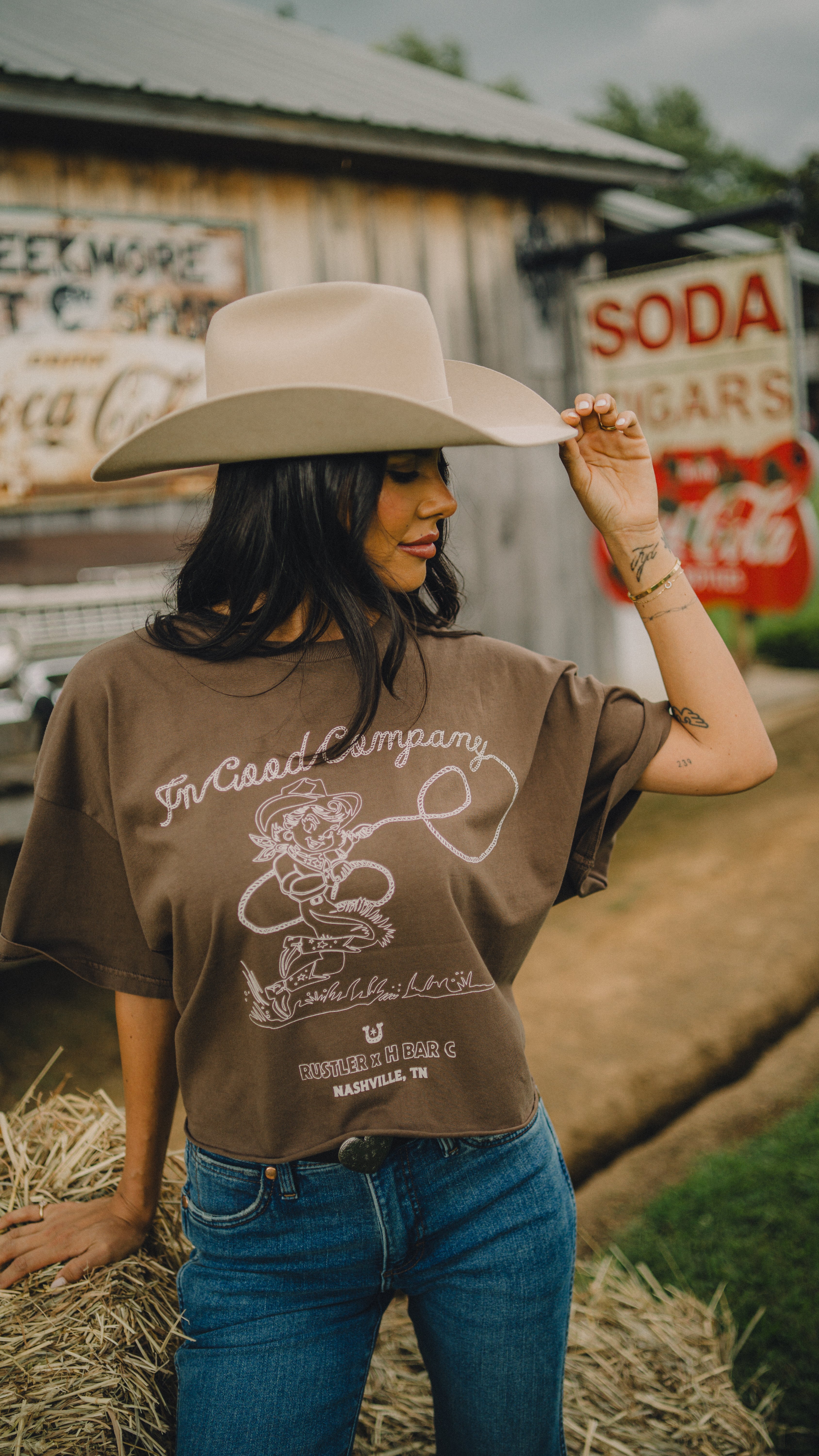 H Bar C X Rustler ‘In Good Company’ Women’s Crop Tee