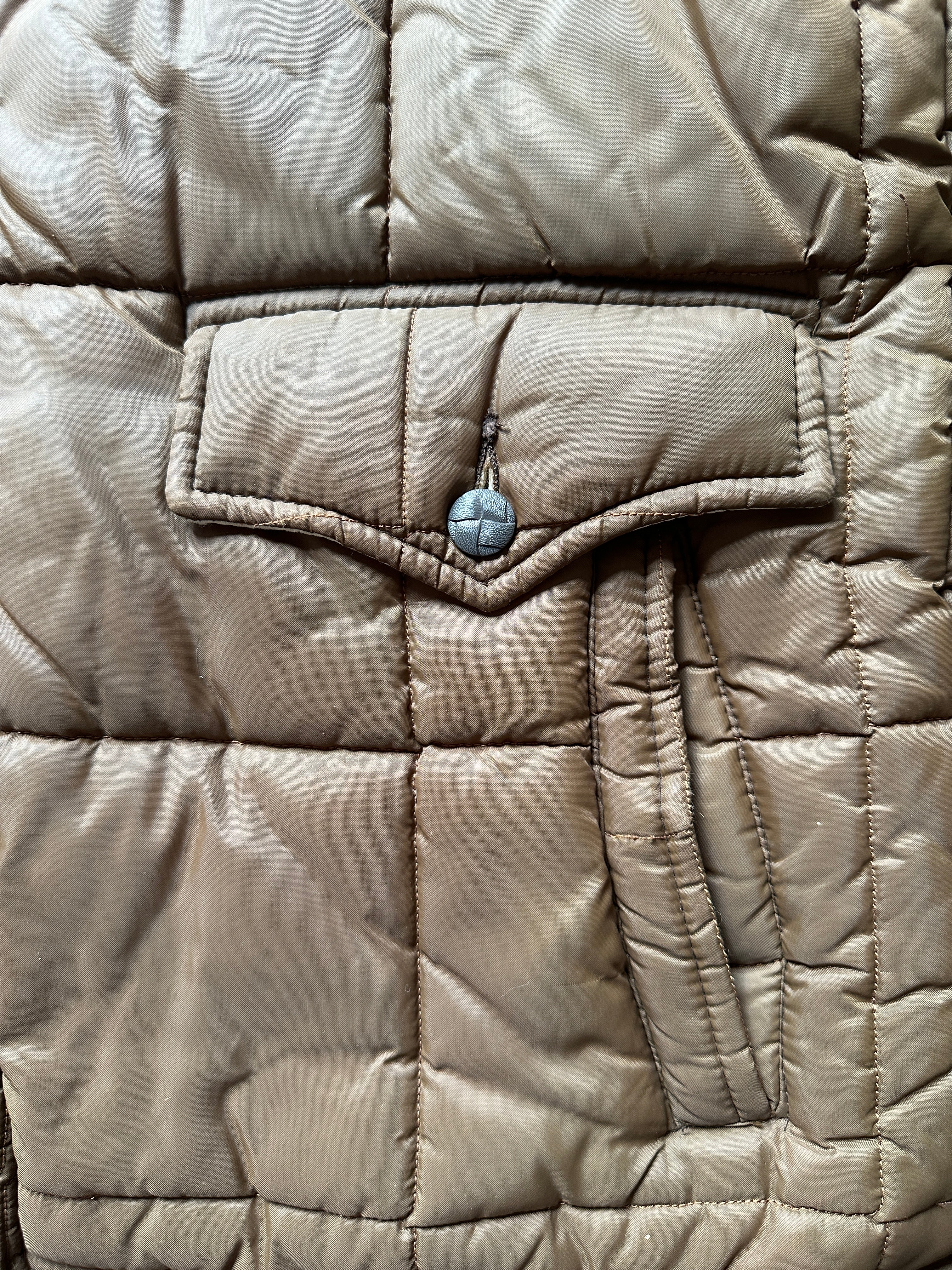1960'S WESTERN QUILTED FUR LINED PUFFER W FUR COLLAR - LARGE/XL