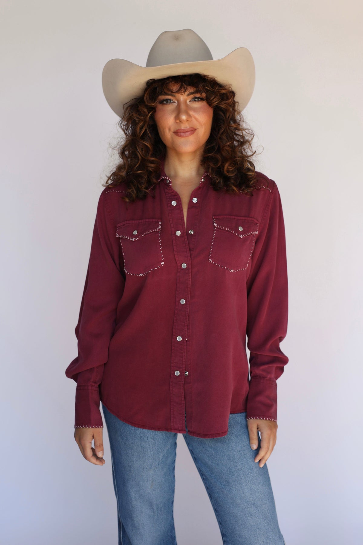 Women in wine western shirt