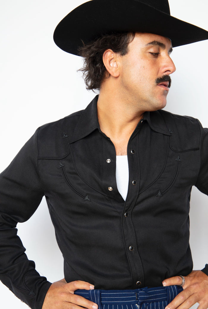 Reno Men's Western Shirt Black on Black - Johnny Cash Tribute | H Bar C