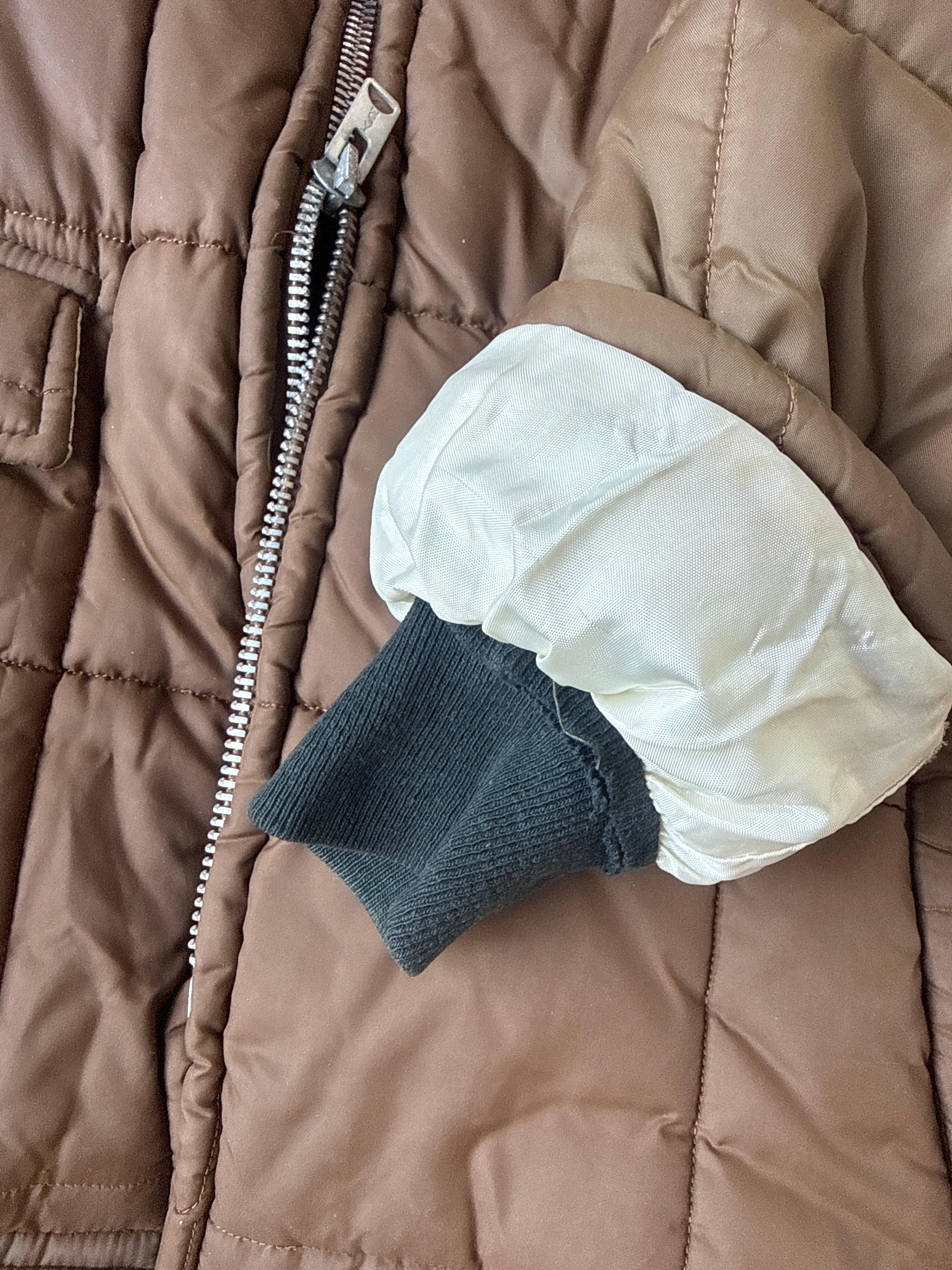 1960'S WESTERN QUILTED FUR LINED PUFFER W FUR COLLAR - LARGE/XL