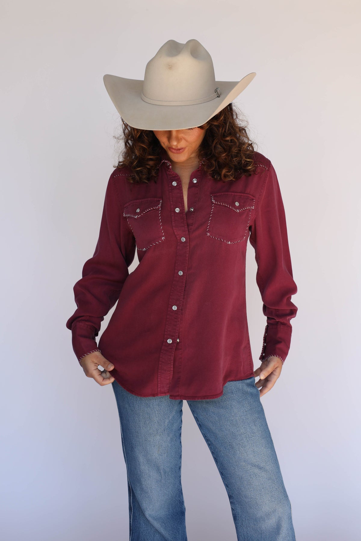 Women in wine western shirt