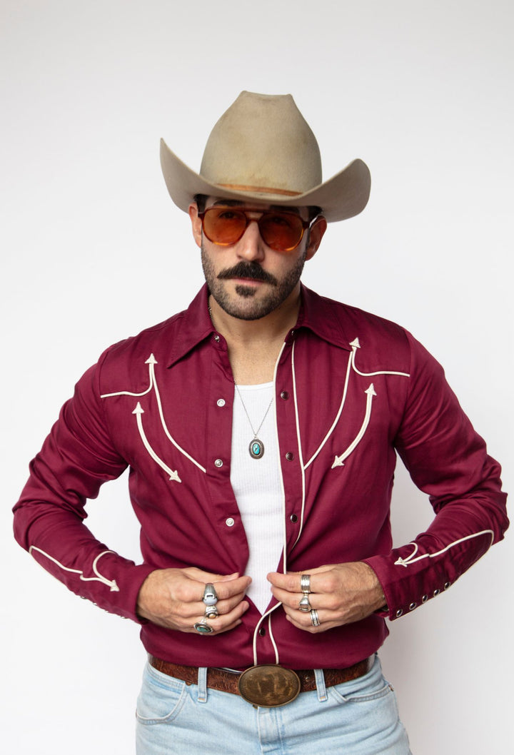 Reno Men's Shirt Maroon with Off White