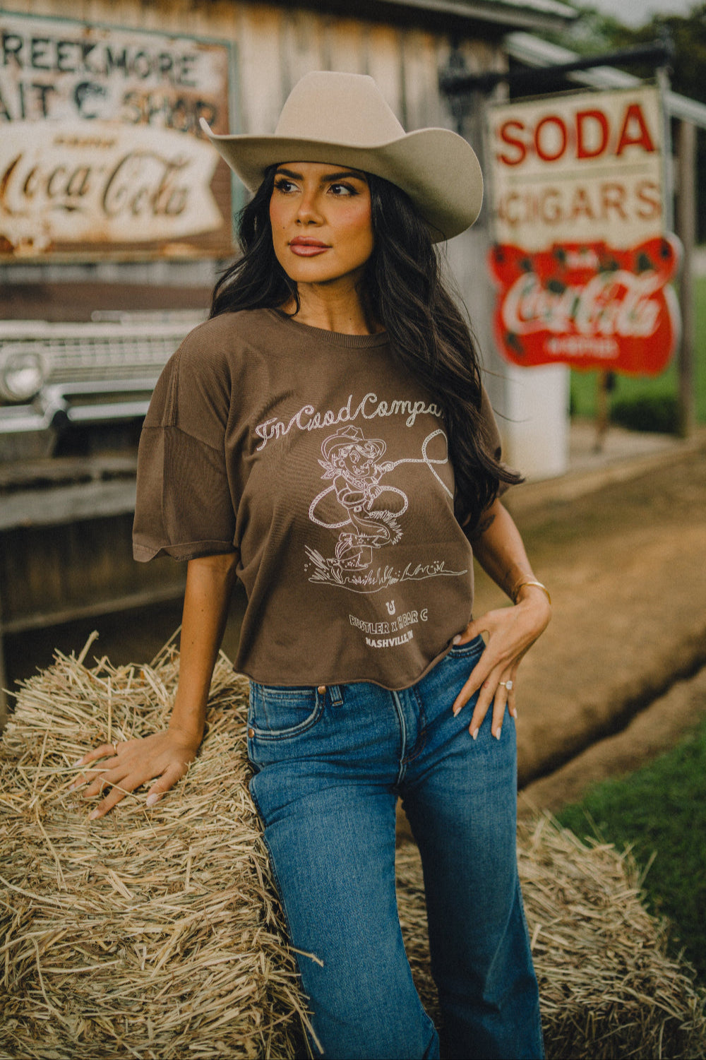 H Bar C X Rustler ‘In Good Company’ Women’s Crop Tee