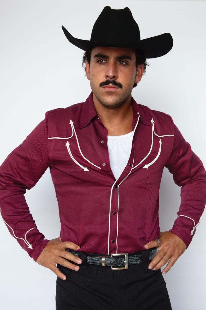 Reno Men's Shirt Maroon with Off White