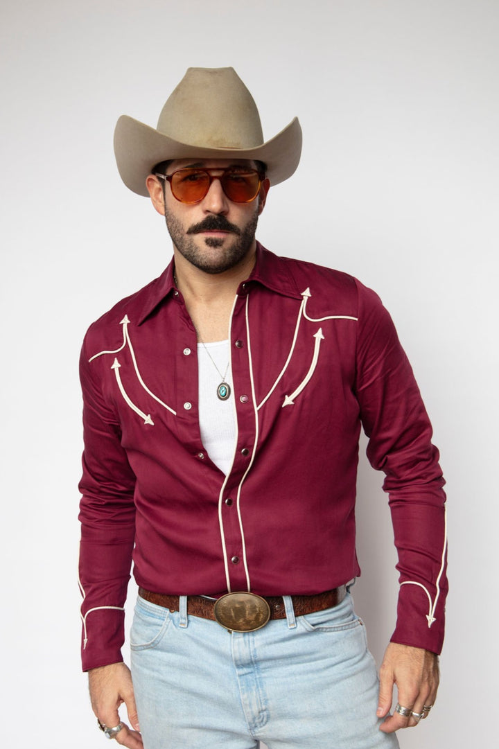 Reno Men's Shirt Maroon with Off White