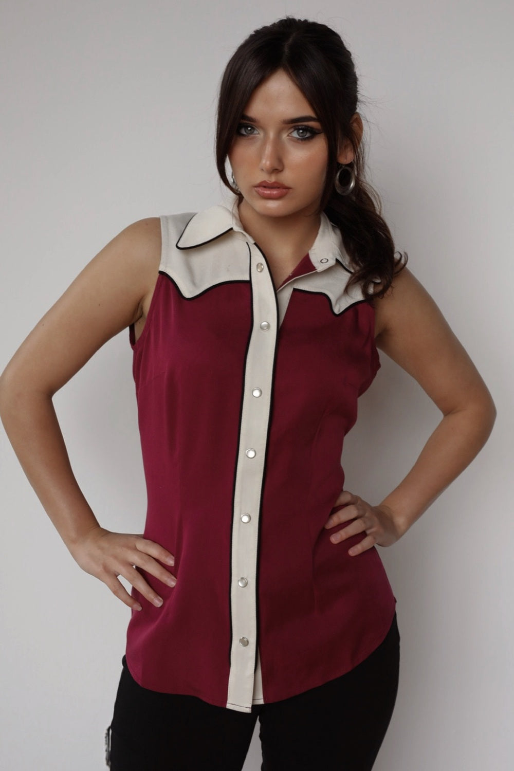 Atlanta Women's Shirt Wine and Off White