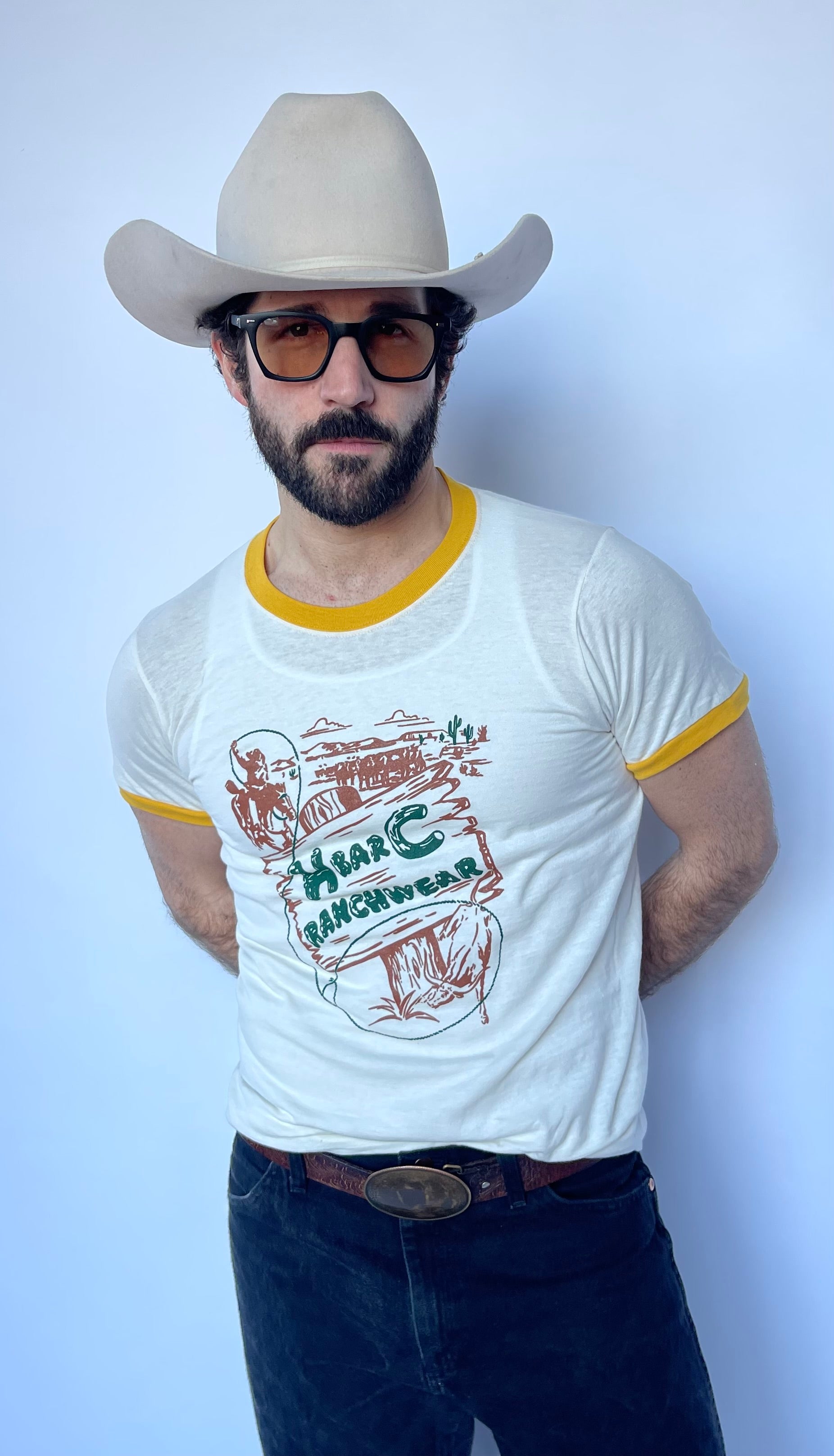 YELLOW VINTAGE LASSO RINGER T SHIRT