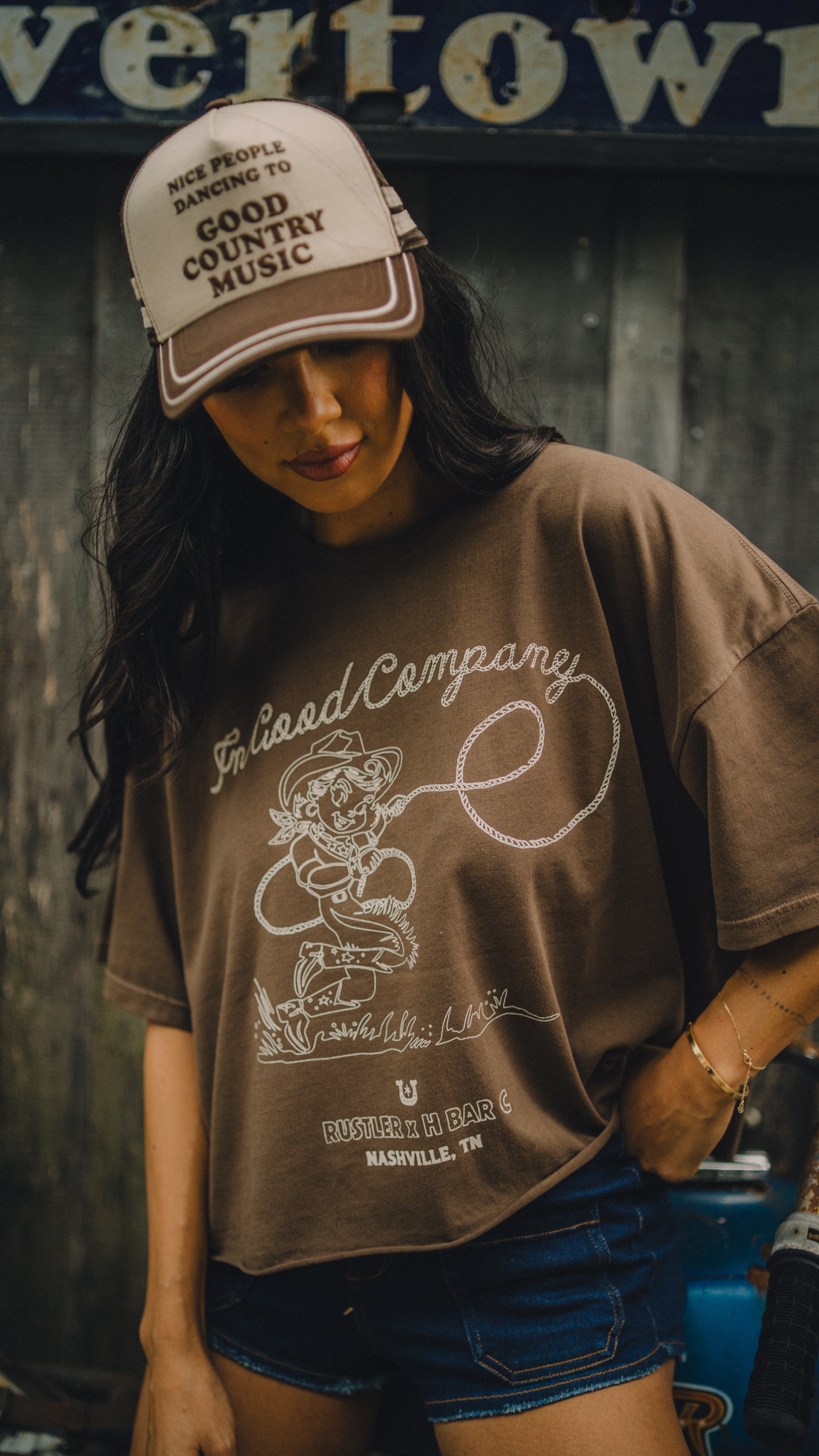 H Bar C X Rustler ‘In Good Company’ Women’s Crop Tee