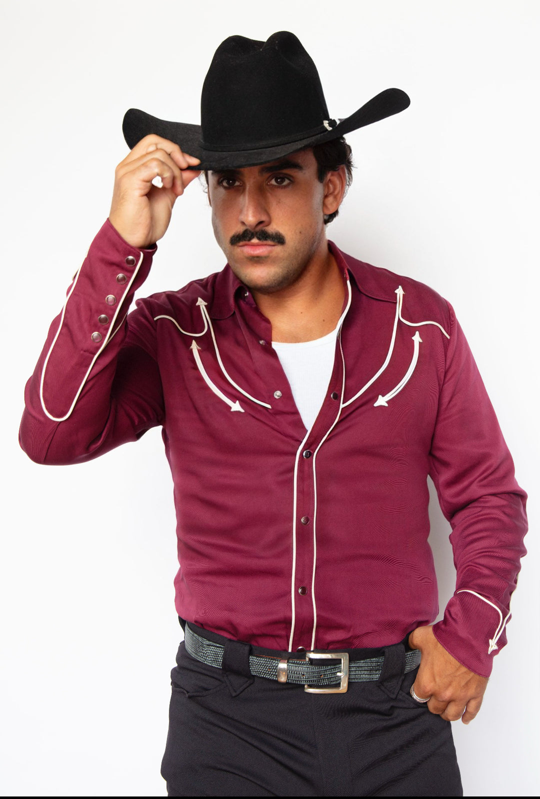 Reno Men's Shirt Maroon with Off White