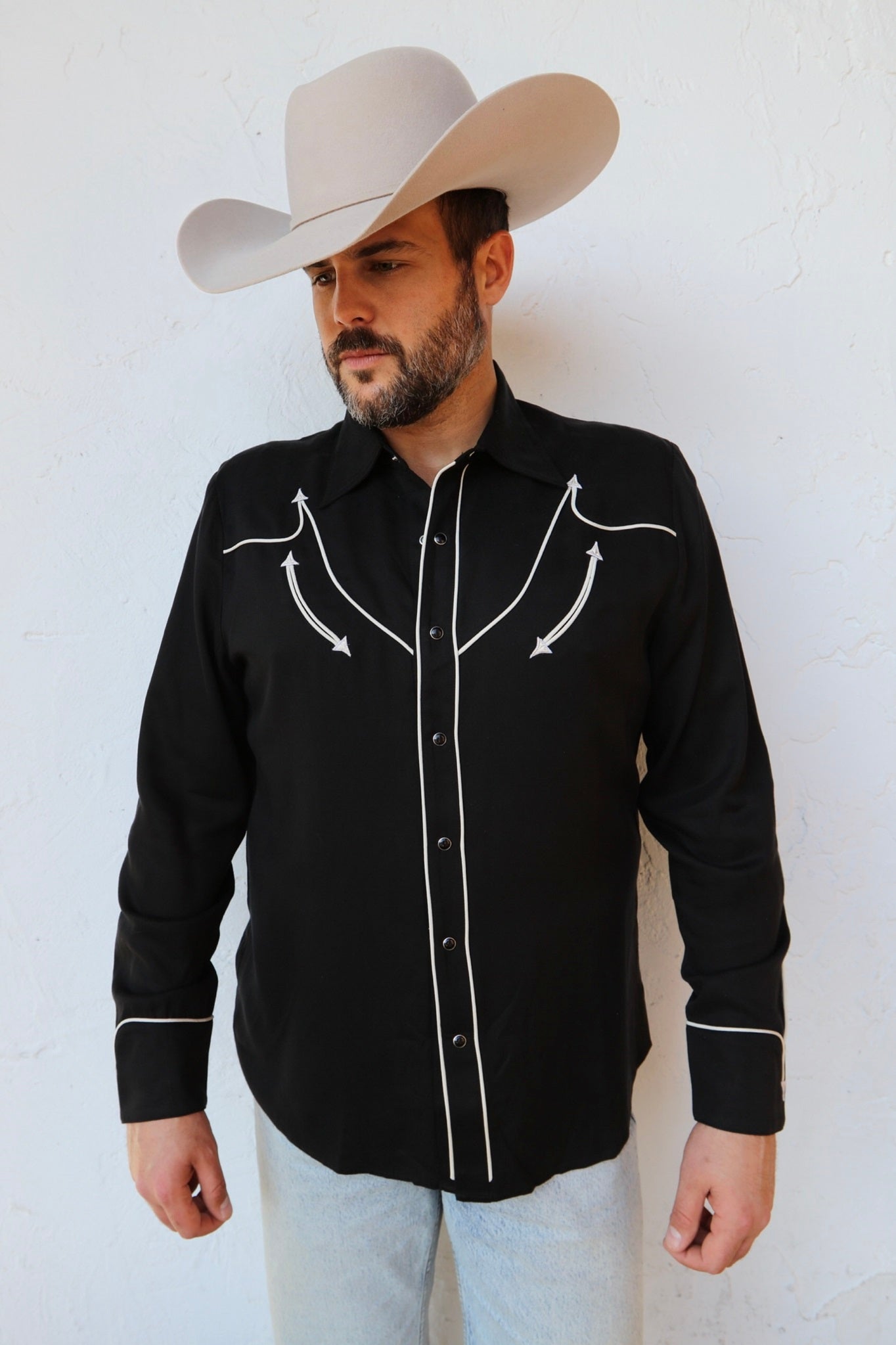 Reno Men's Shirt Black with Off White