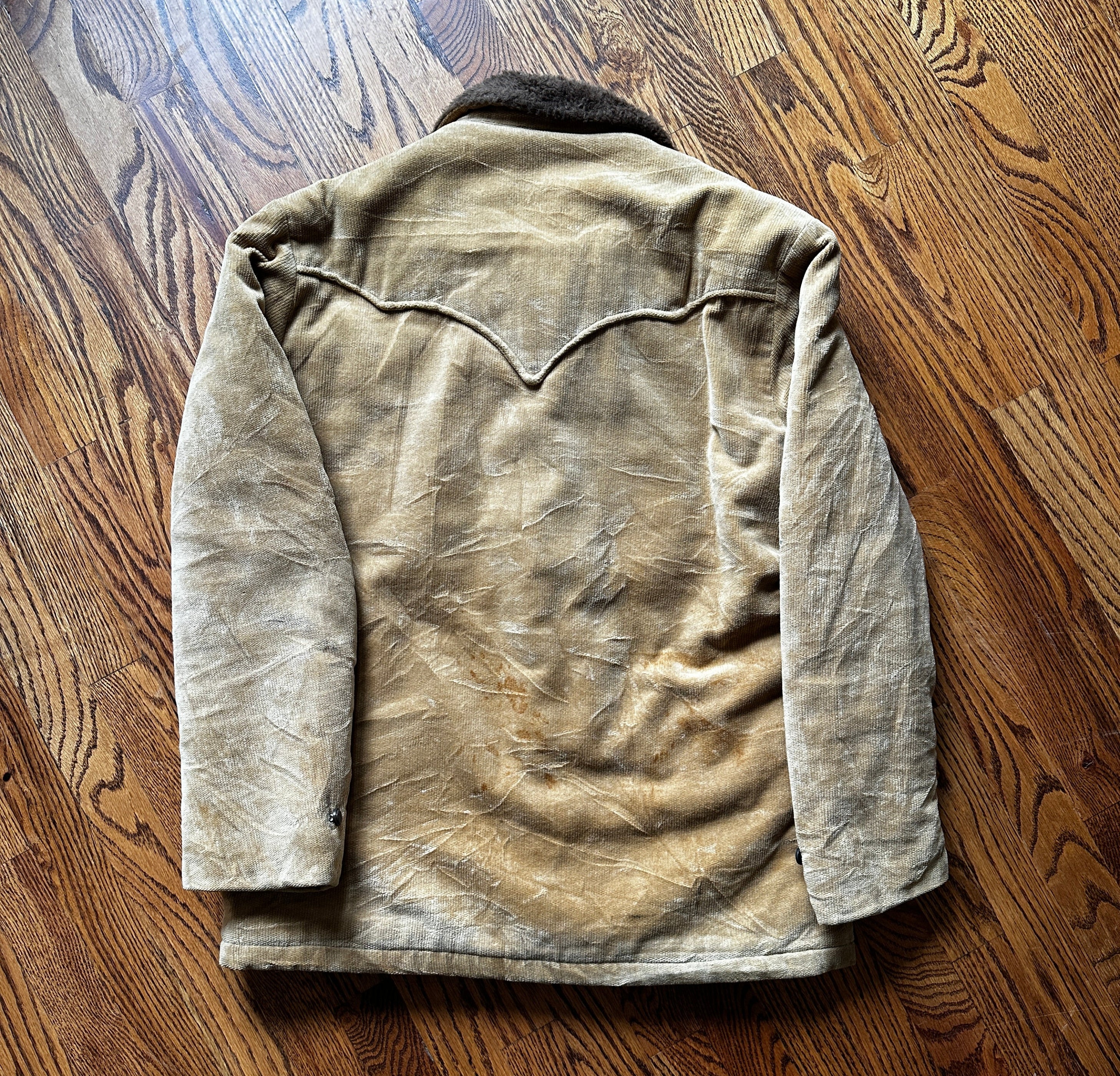 1960'S BEIGE CORDUROY SHERPA LINED L/XL