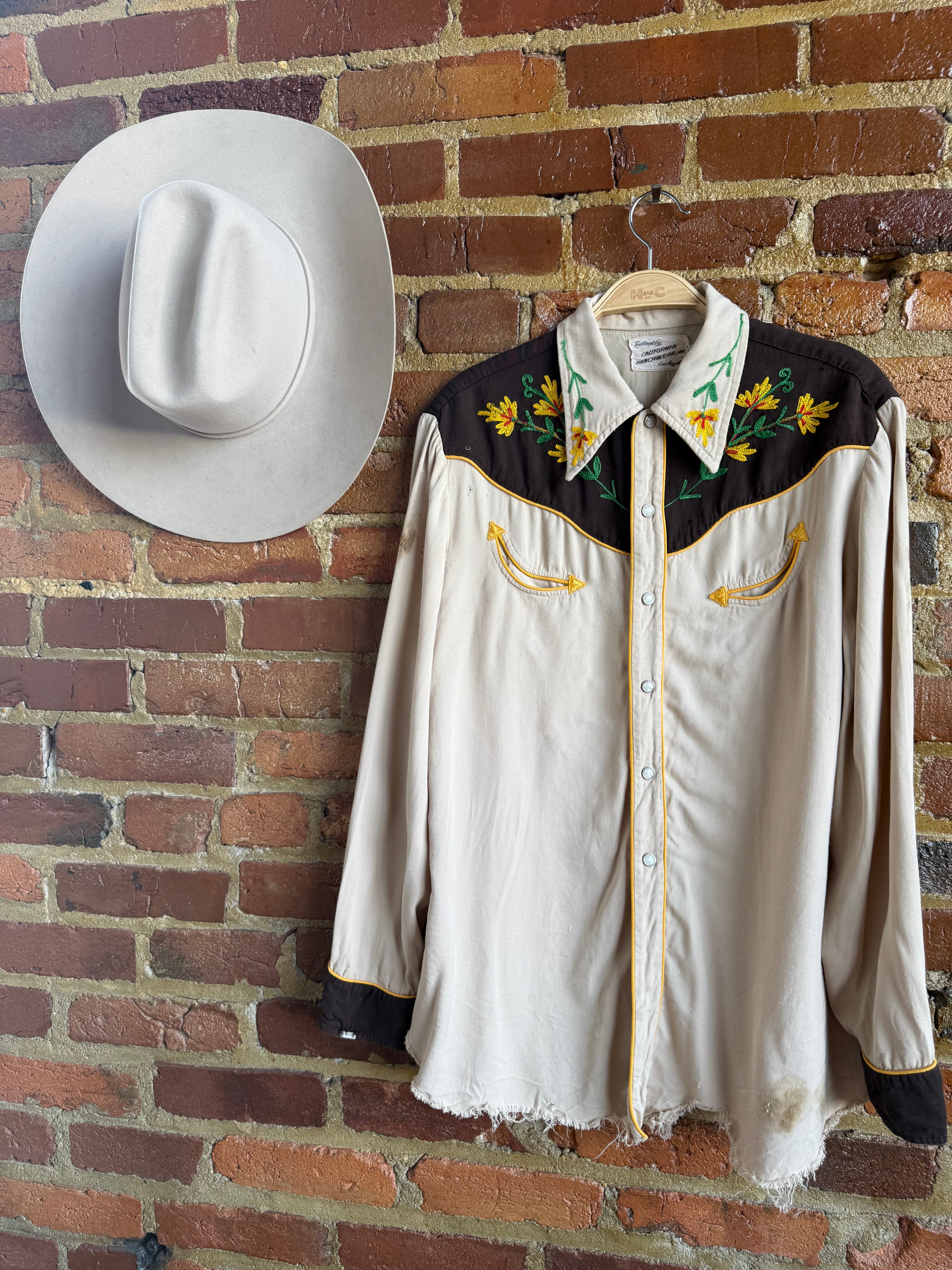 Archive 1940's Women’s Yellow Floral Vintage Shirt