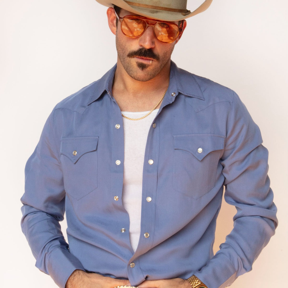 periwinkle men's dress shirt Denver Men's Western Shirt Periwinkle - Classic 1938 Design