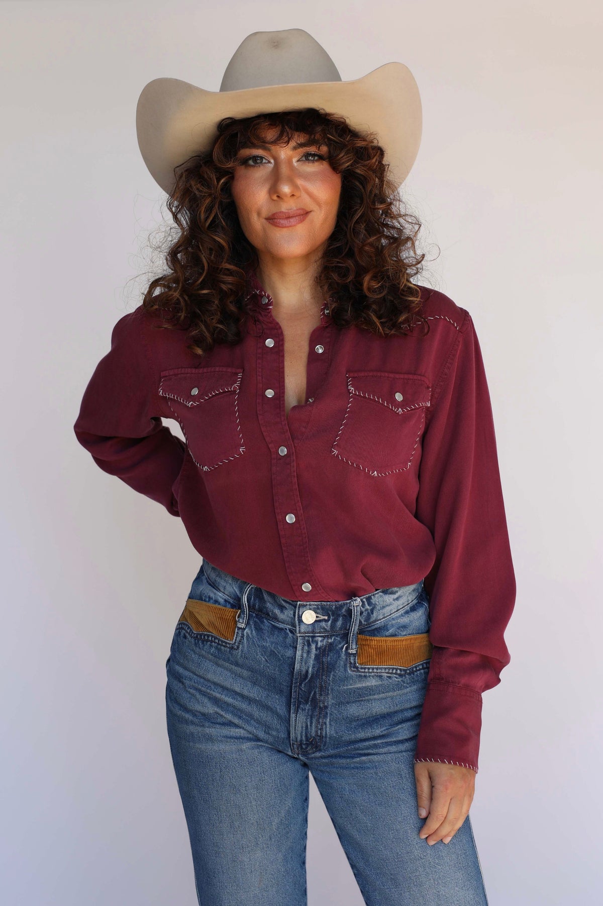 Women in wine western shirt