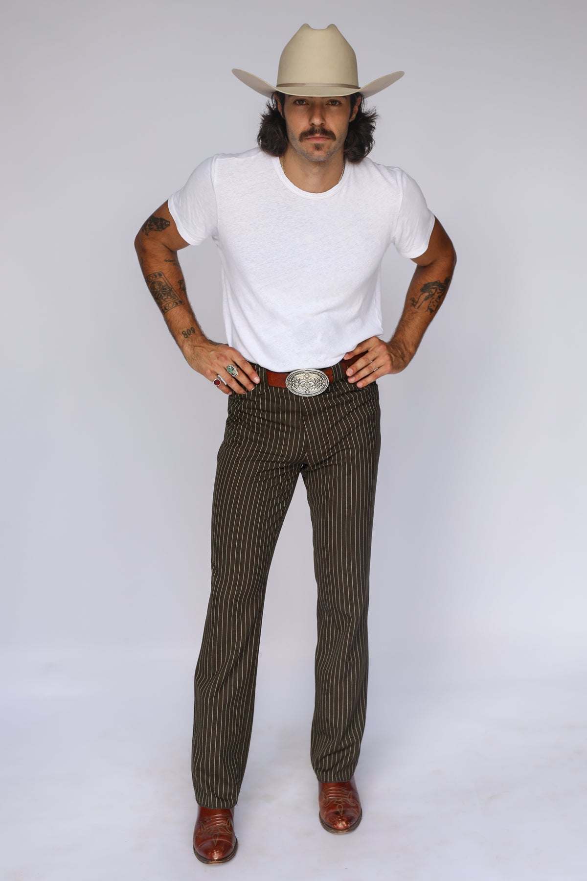 Bakersfield Pant Brown Pin Stripe
