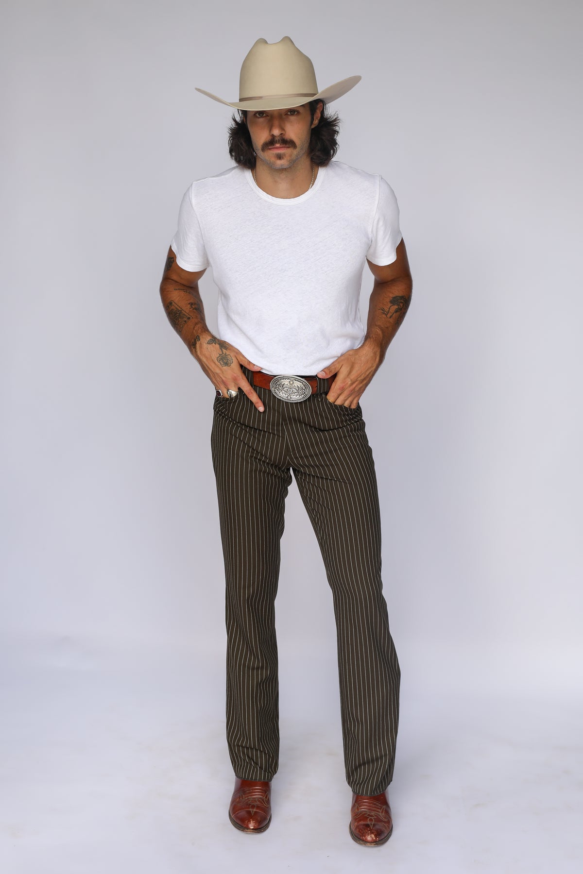 Bakersfield Pant Brown Pin Stripe