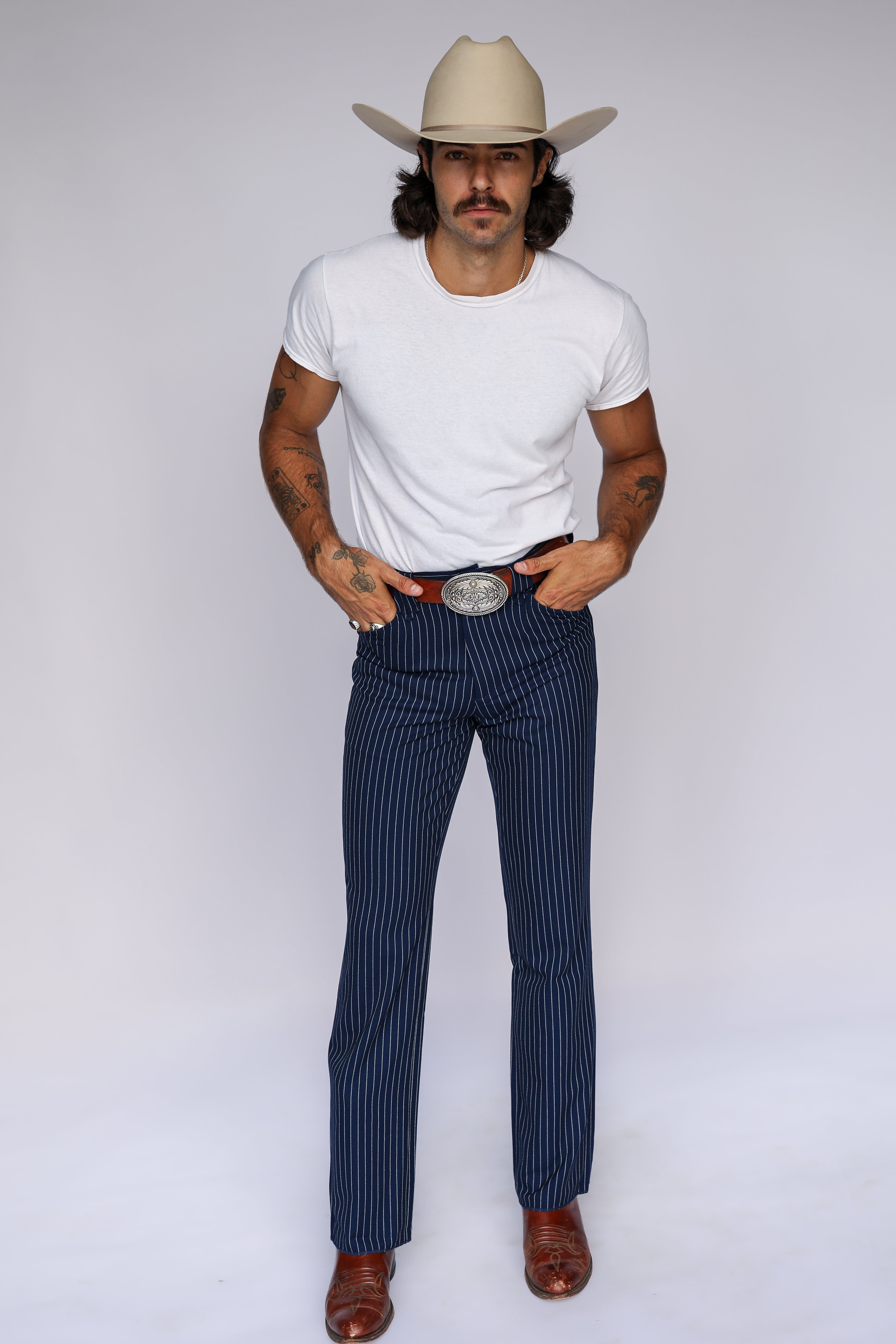 Bakersfield Pin Stripe Suit Navy