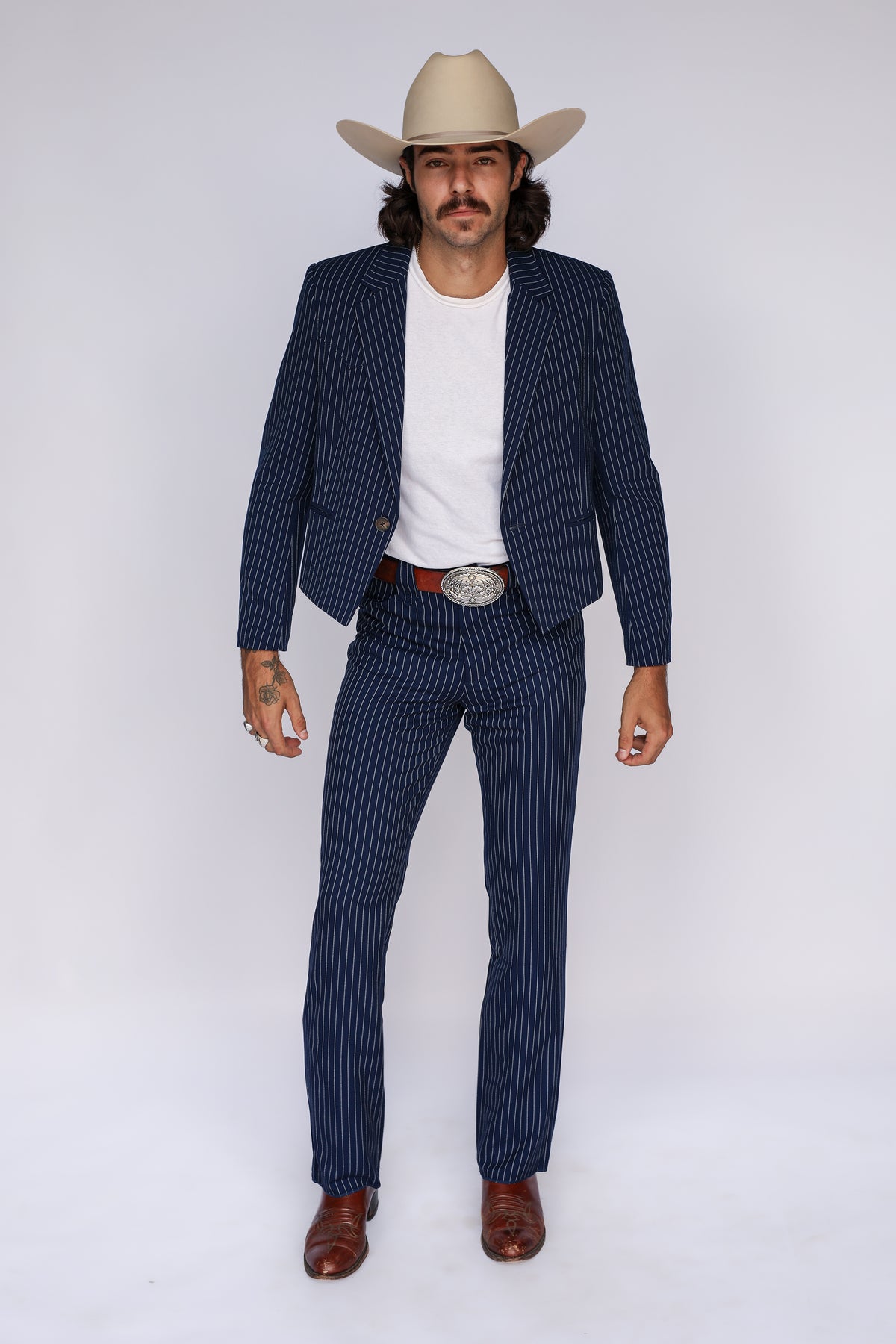 Bakersfield Pin Stripe Suit Navy