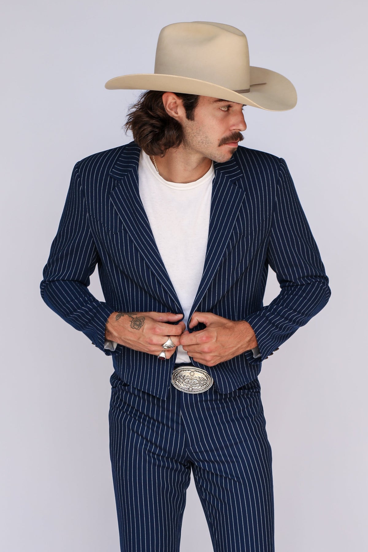 Bakersfield Jacket Navy Pin Stripe