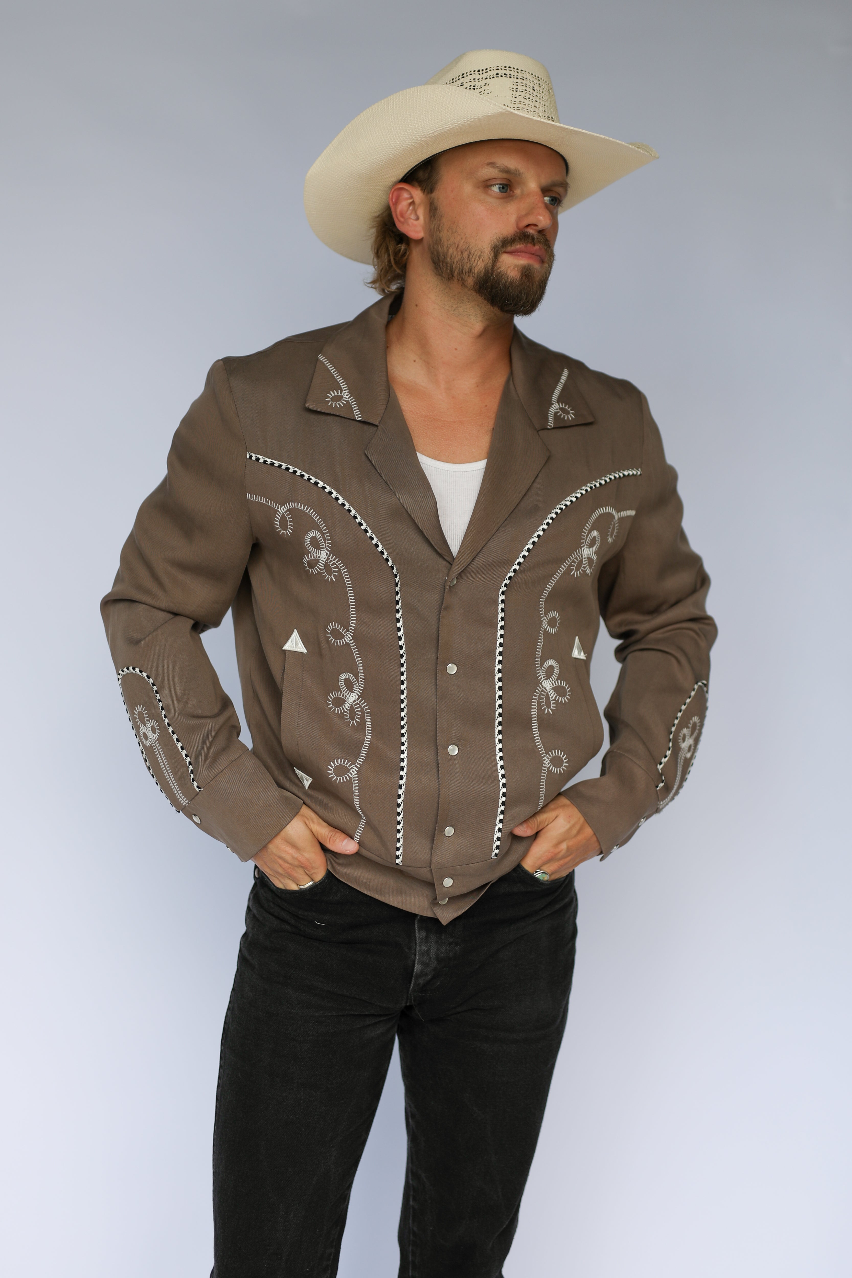 Bolero Men's Jacket Cocoa and White