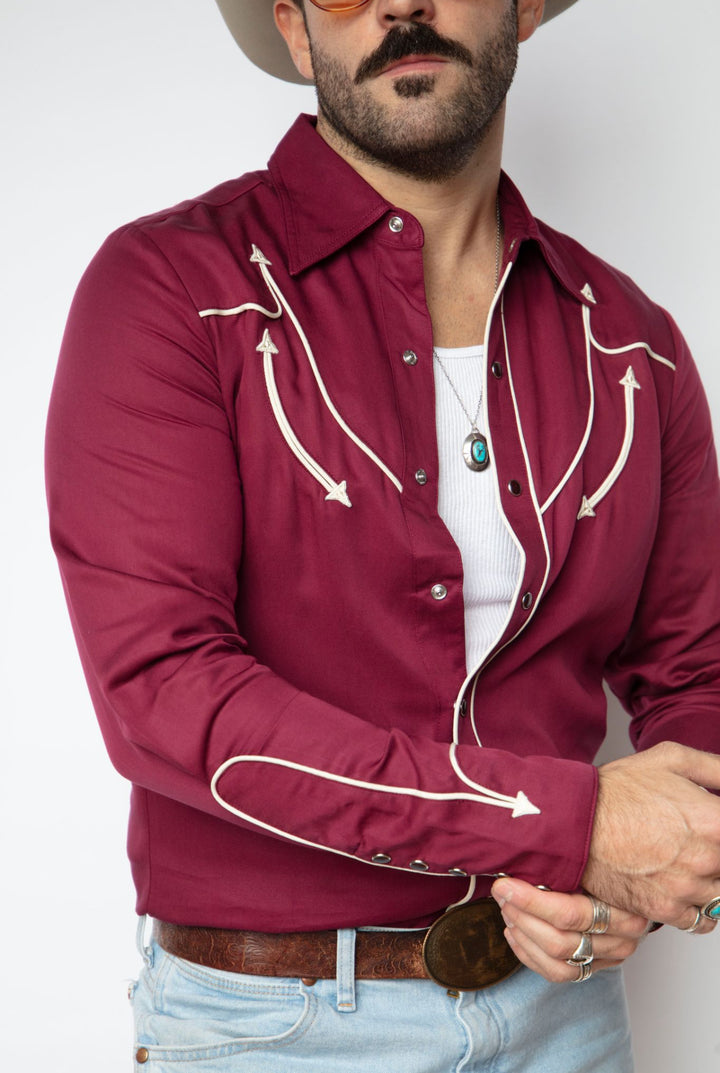 Reno Men's Shirt Maroon with Off White