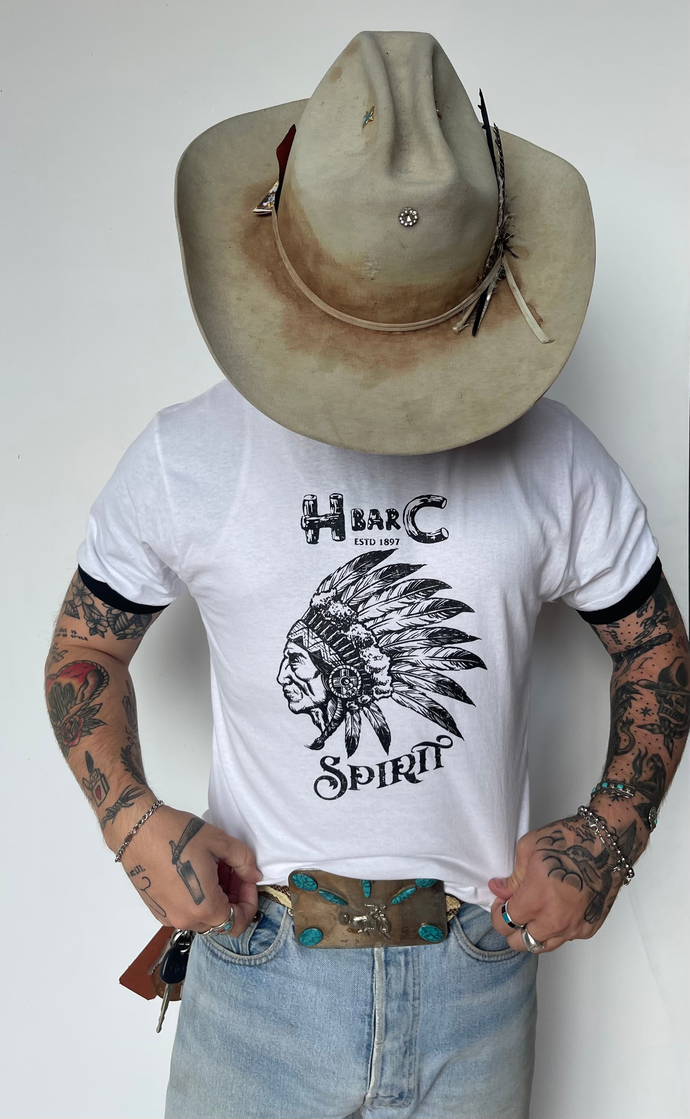 SPIRIT WHITE RINGER T SHIRT