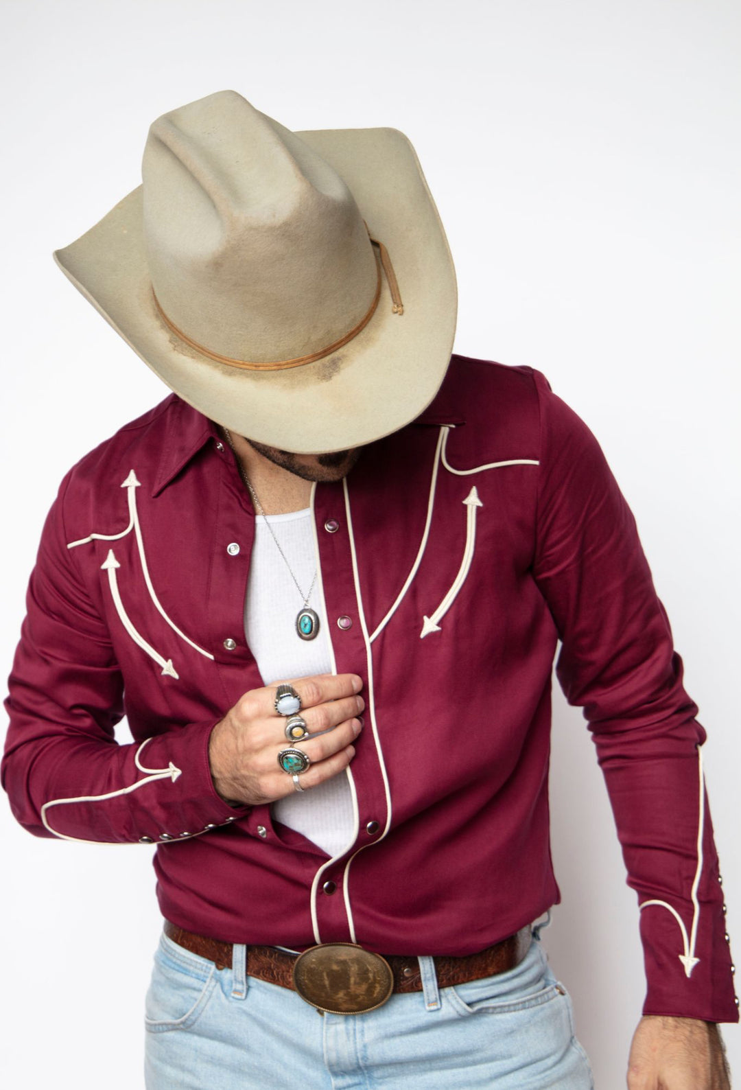 Reno Men's Shirt Maroon with Off White