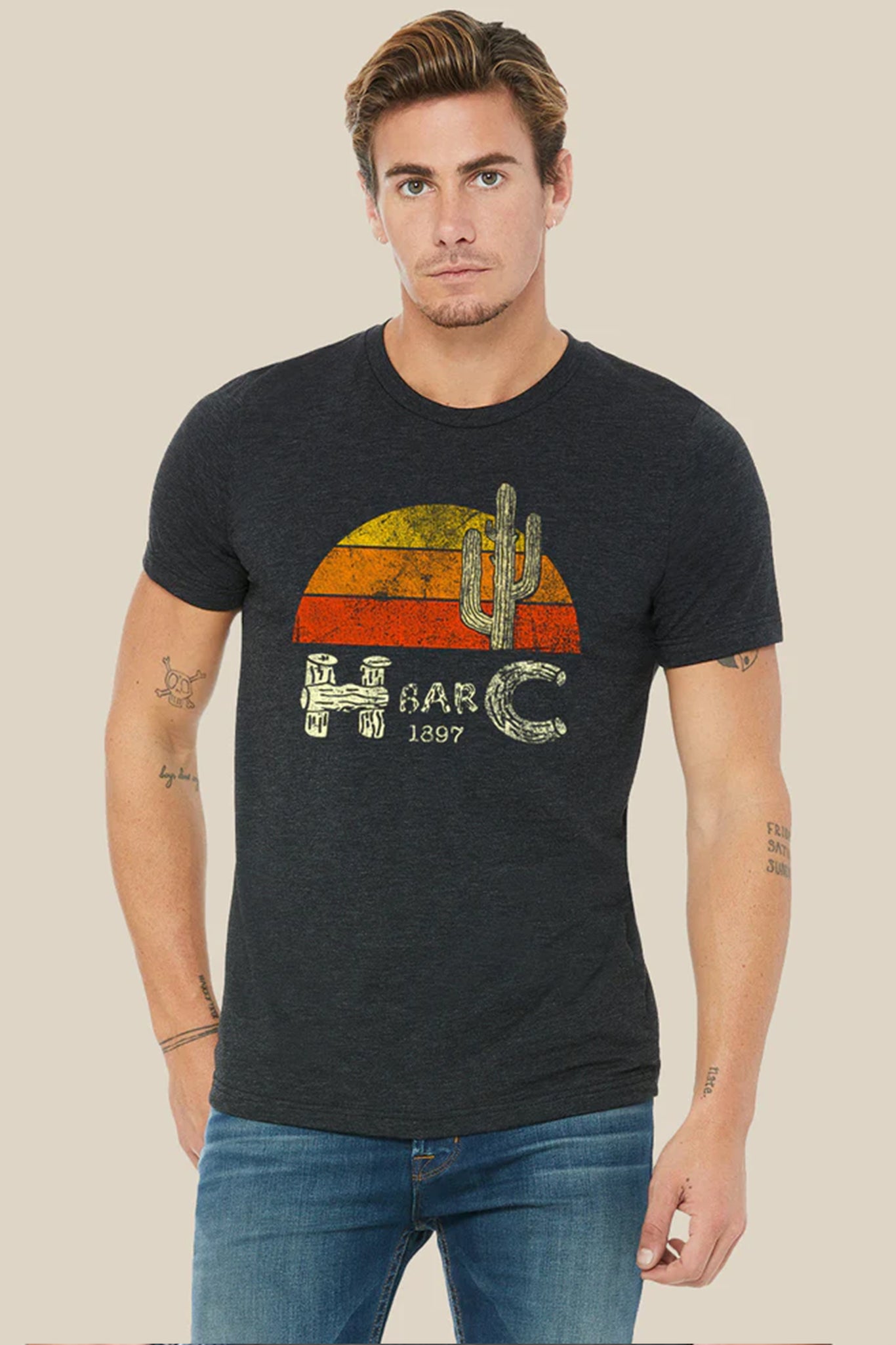 Cactus Sunset Unisex T-Shirt Black